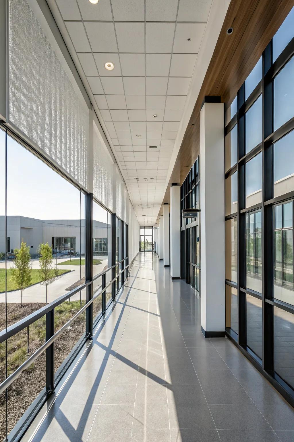 Modern architectural features impart a contemporary edge.