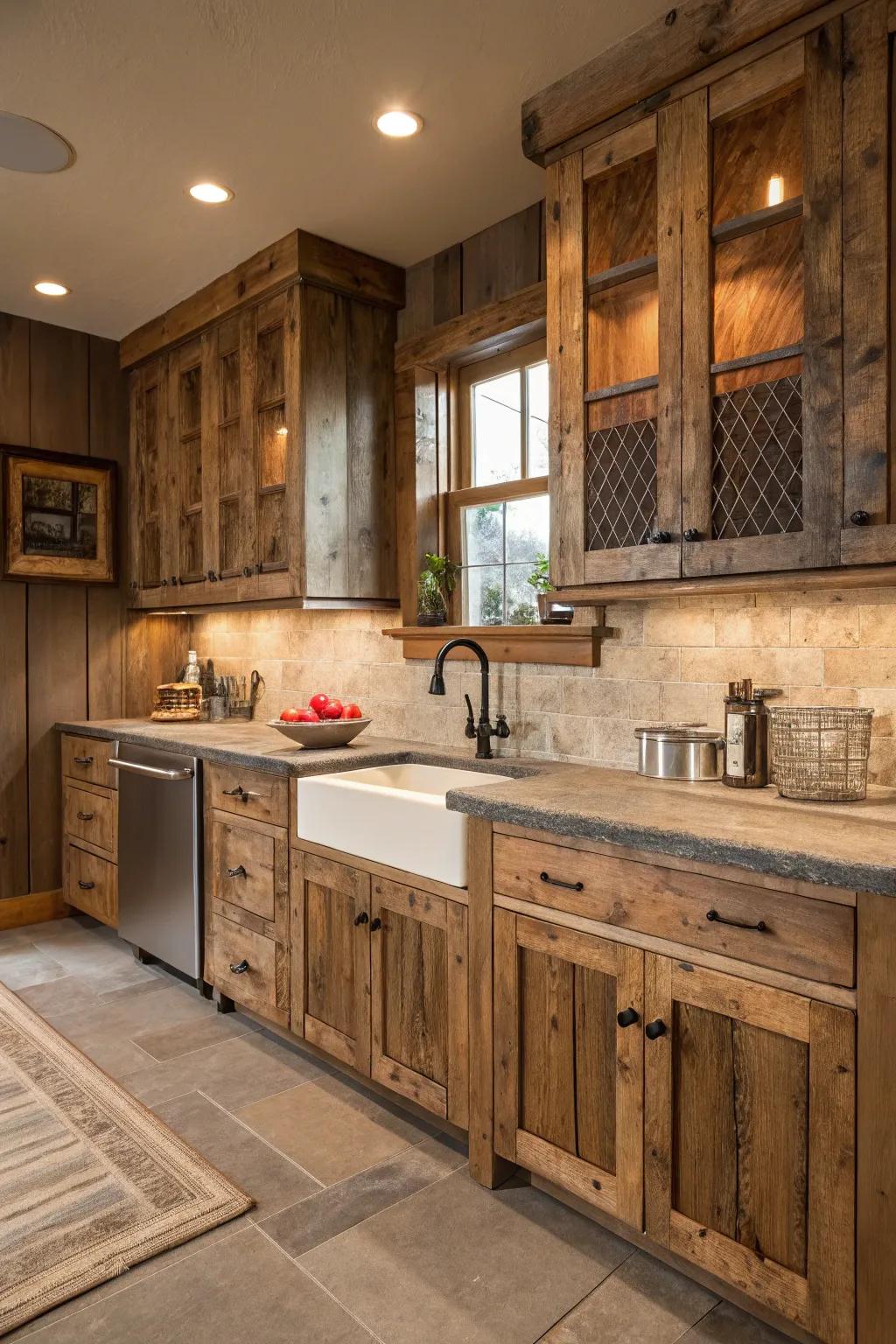 Reclaimed wood adds unique character and history.