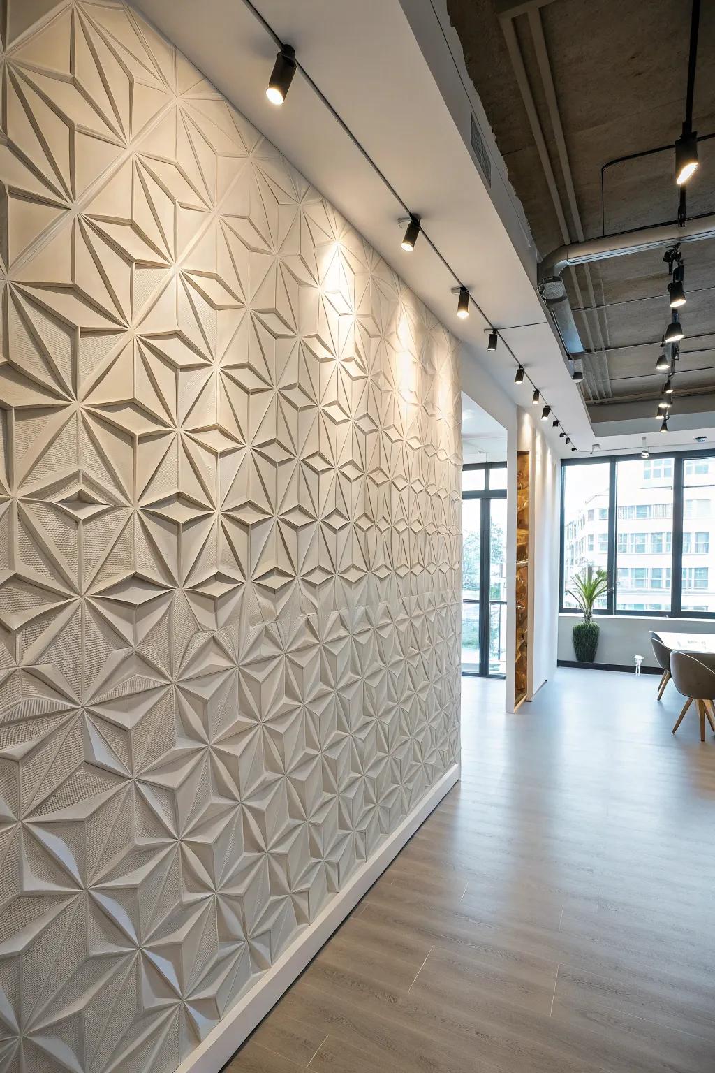 Shaped feel wallpaper makes a working creative background.