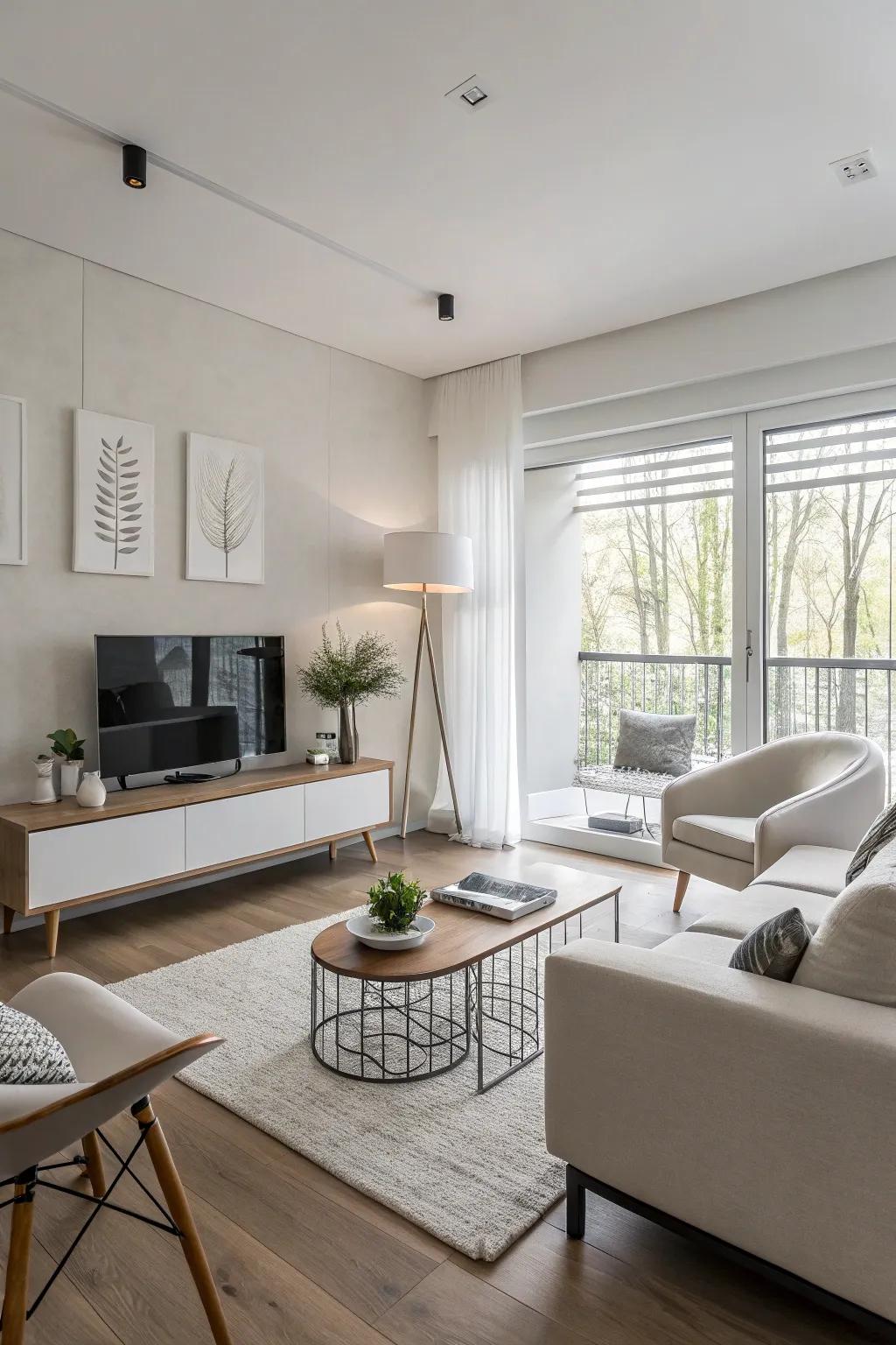 A minimalist approach fashions a serene and open sensation.