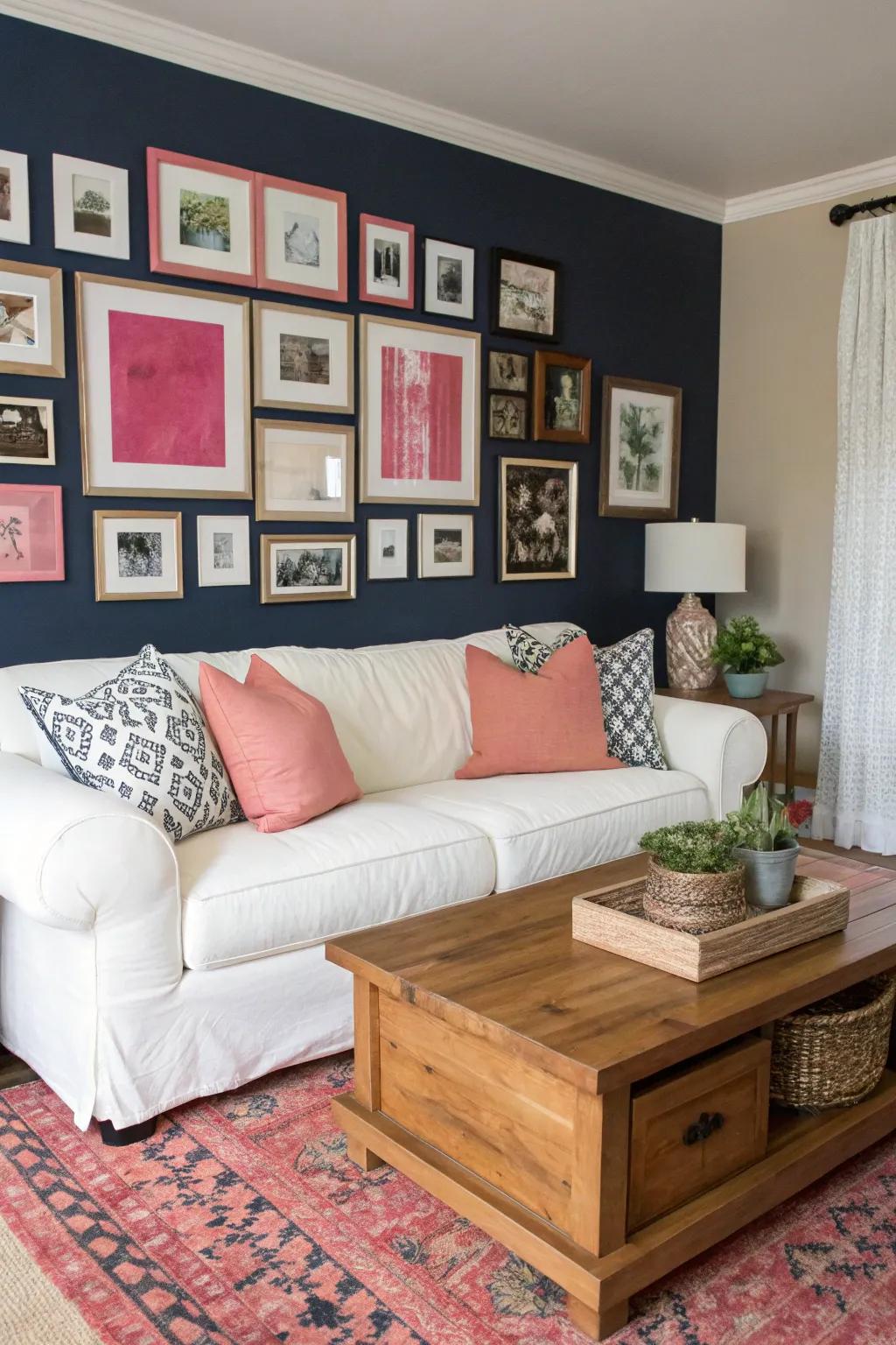 A sapphire and rose gallery feature personalizes your living space.