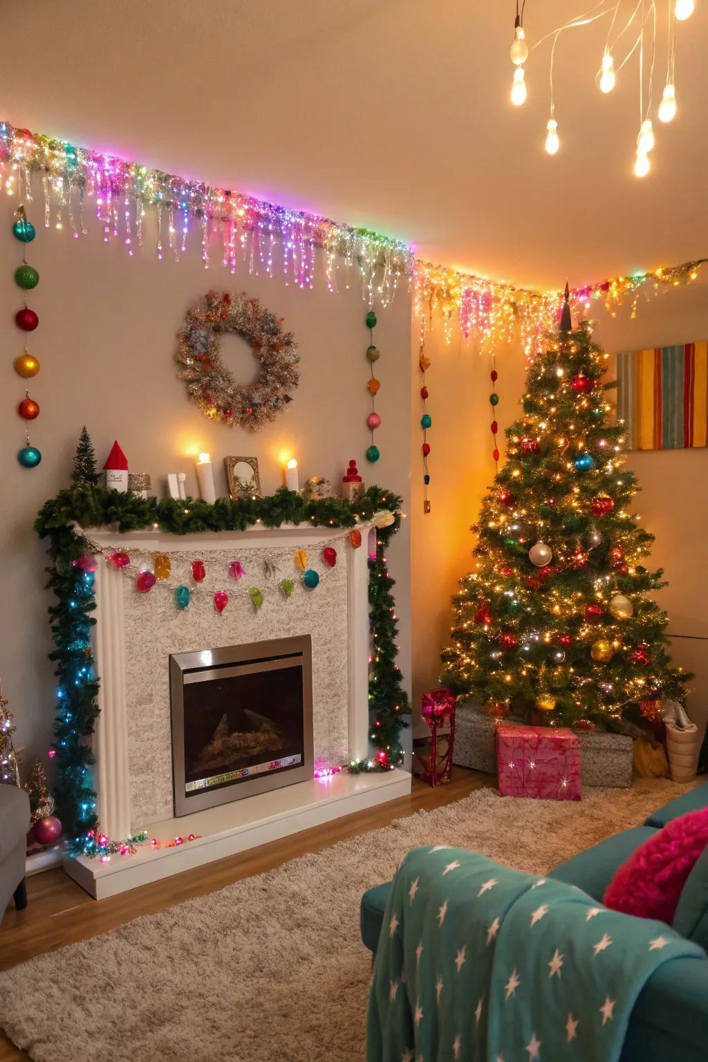 Tinsel and garlands enhance your decor with glimmer.