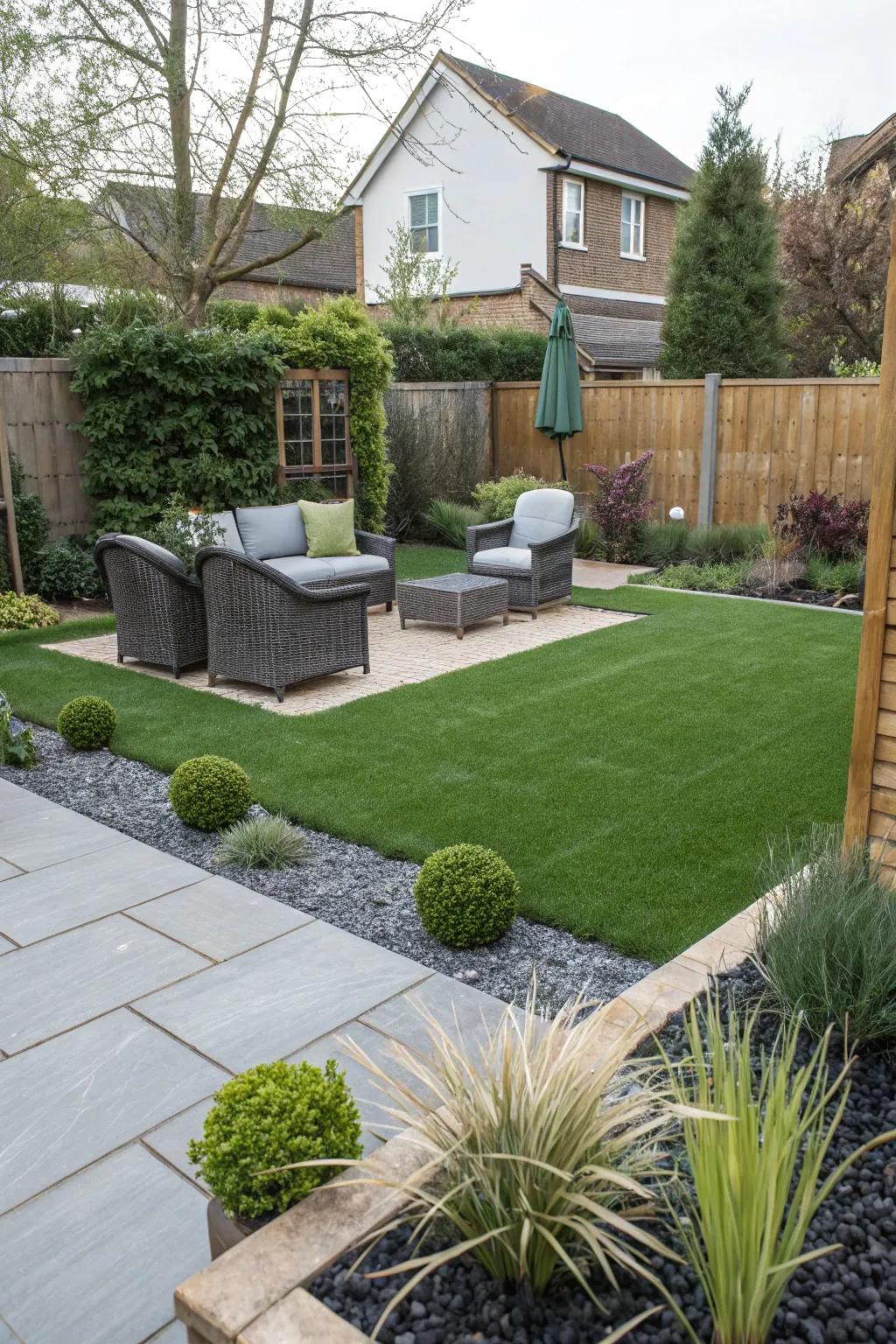 An evergreen backyard with the ease of synthetic turf.