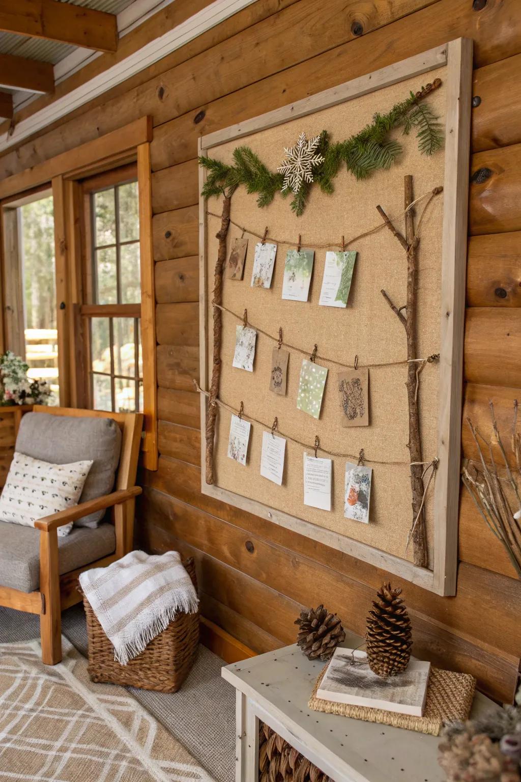 A rustic drawing room display board with raw materials.