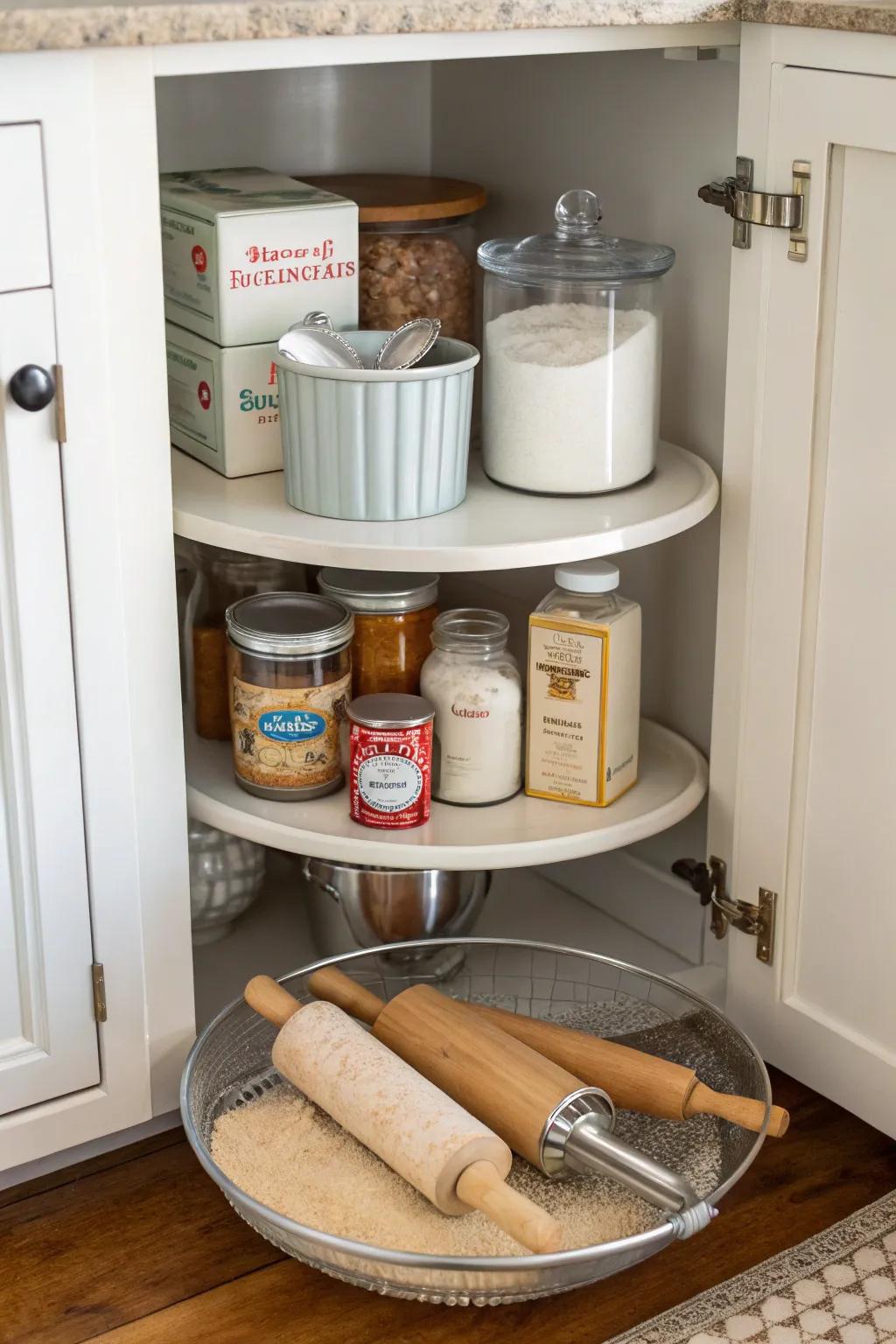 Revolving trays offer straightforward entry to all provisions.