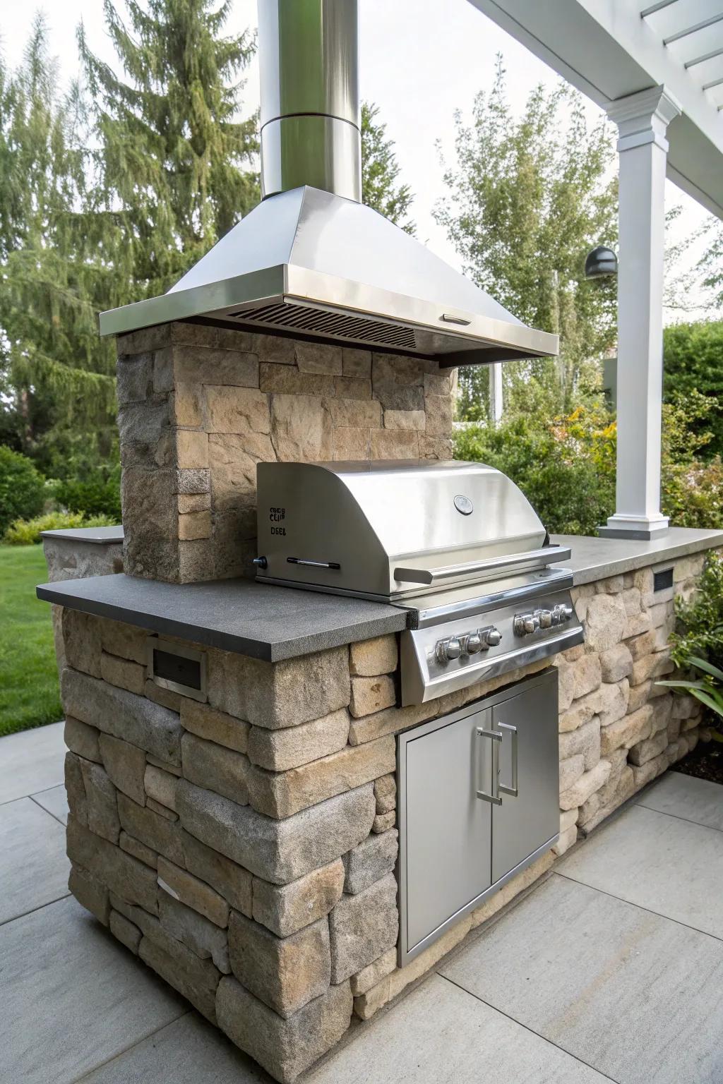 Blend rustic and modern for a unique outdoor kitchen.