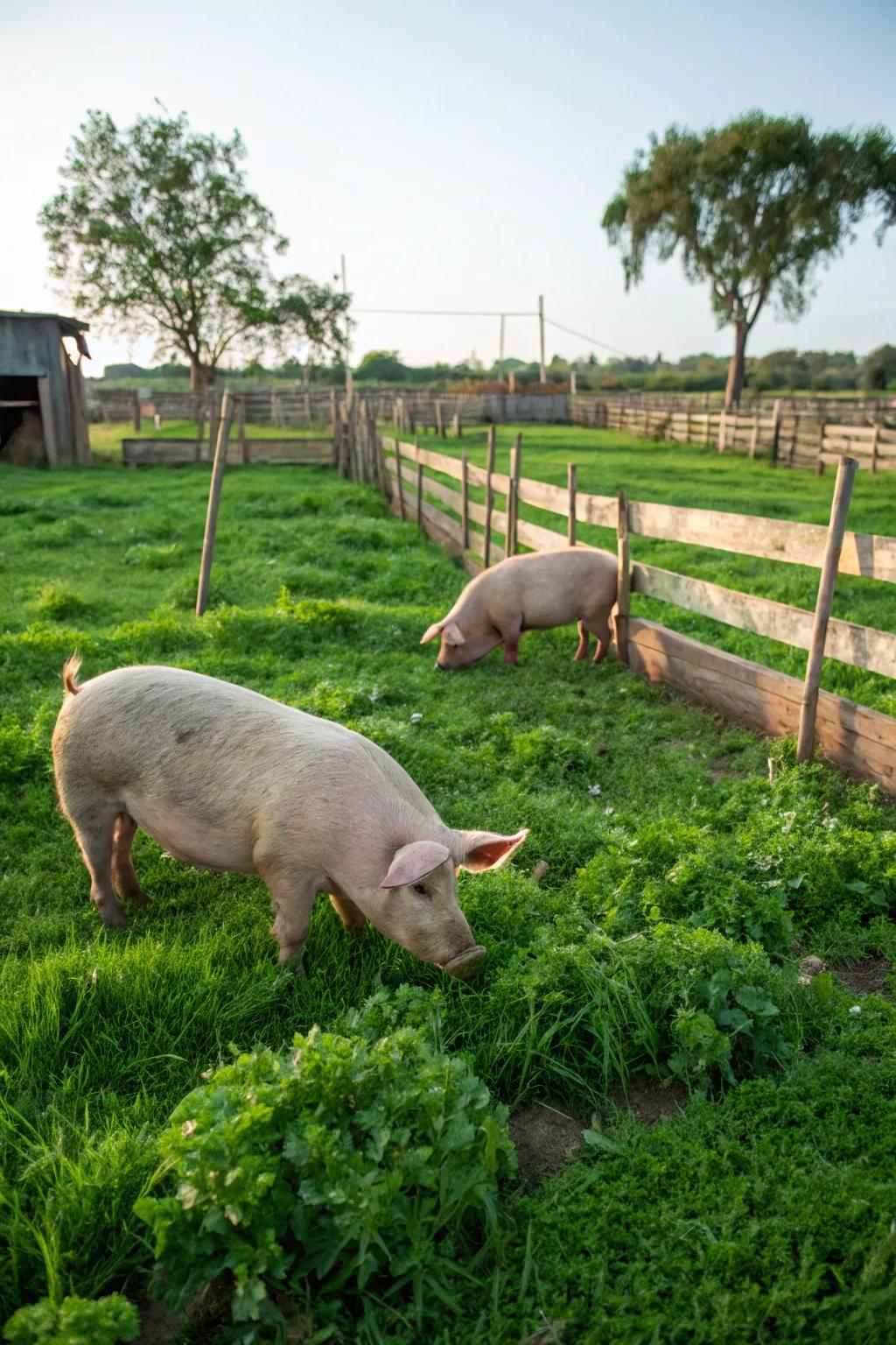 An enclosure with gentle grass furnishing ease and native enrichment.