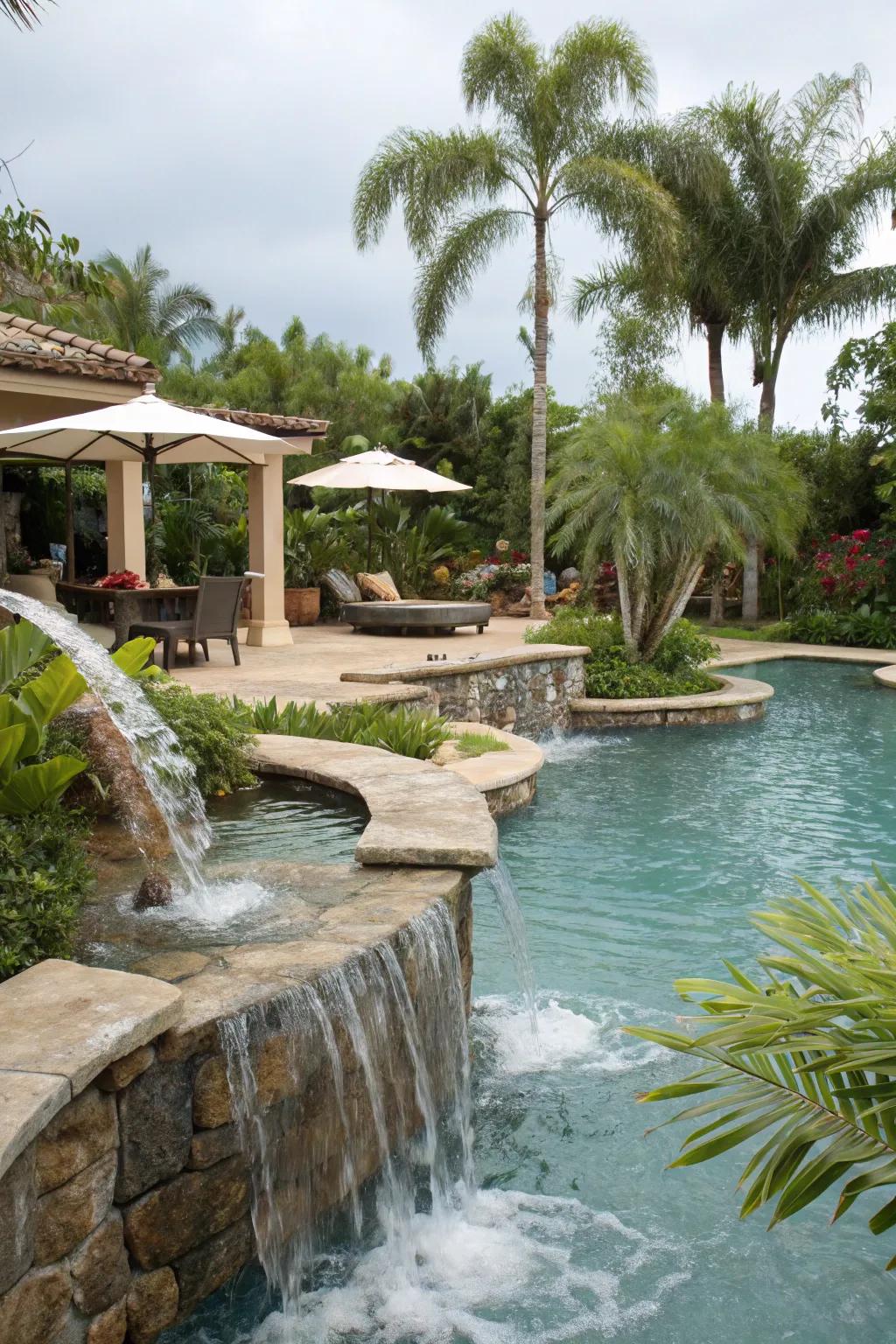 Water features bring a tranquil and vibrant element to your poolside.