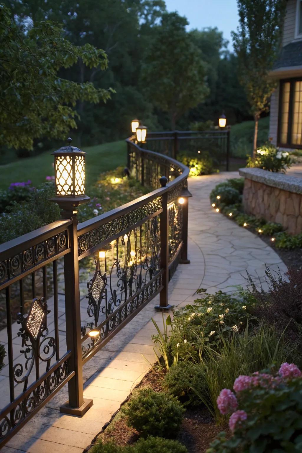LED-lit boundaries fashion a magical atmosphere for night walks.