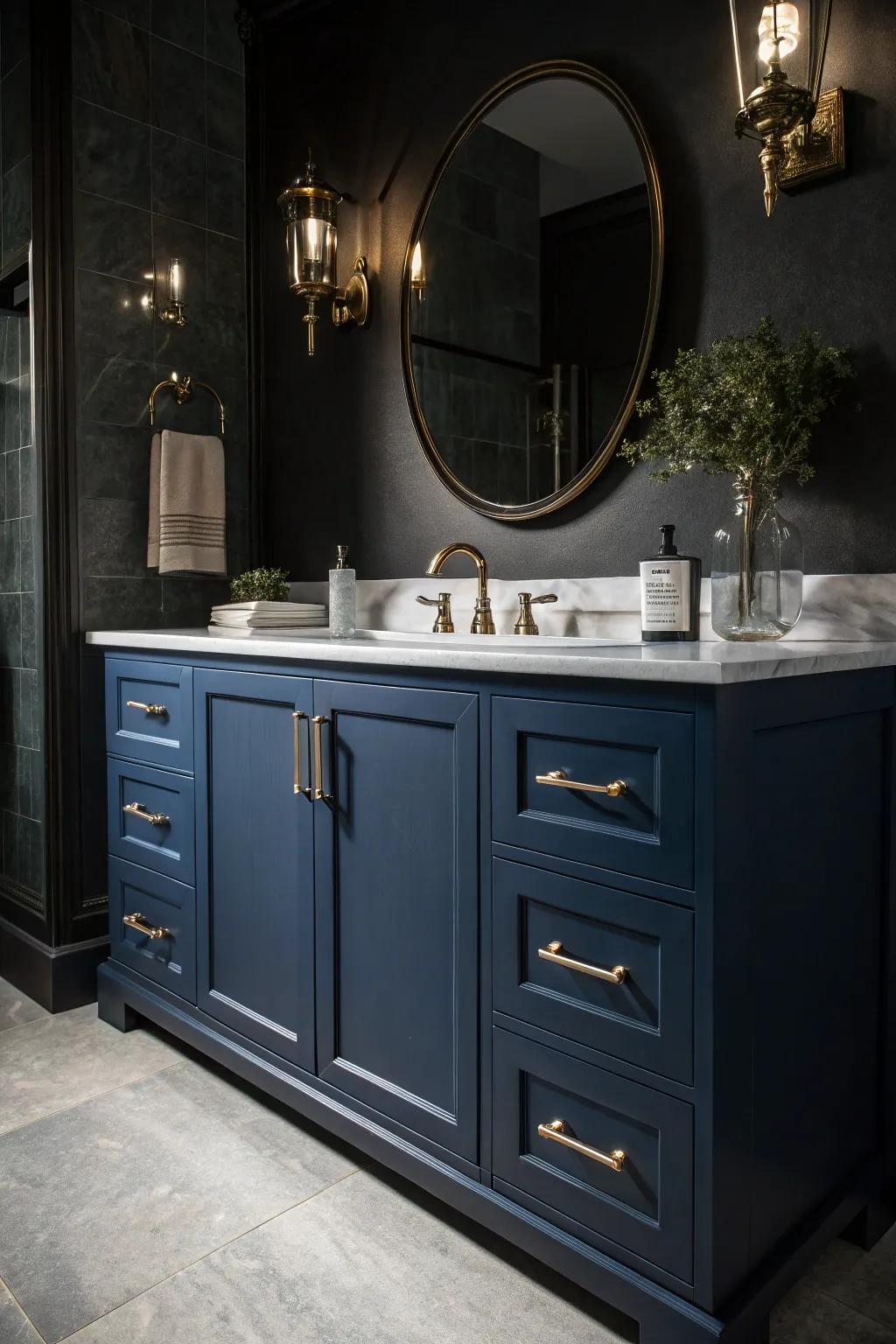 Midnight azure introduces richness and enigma to your vanity.