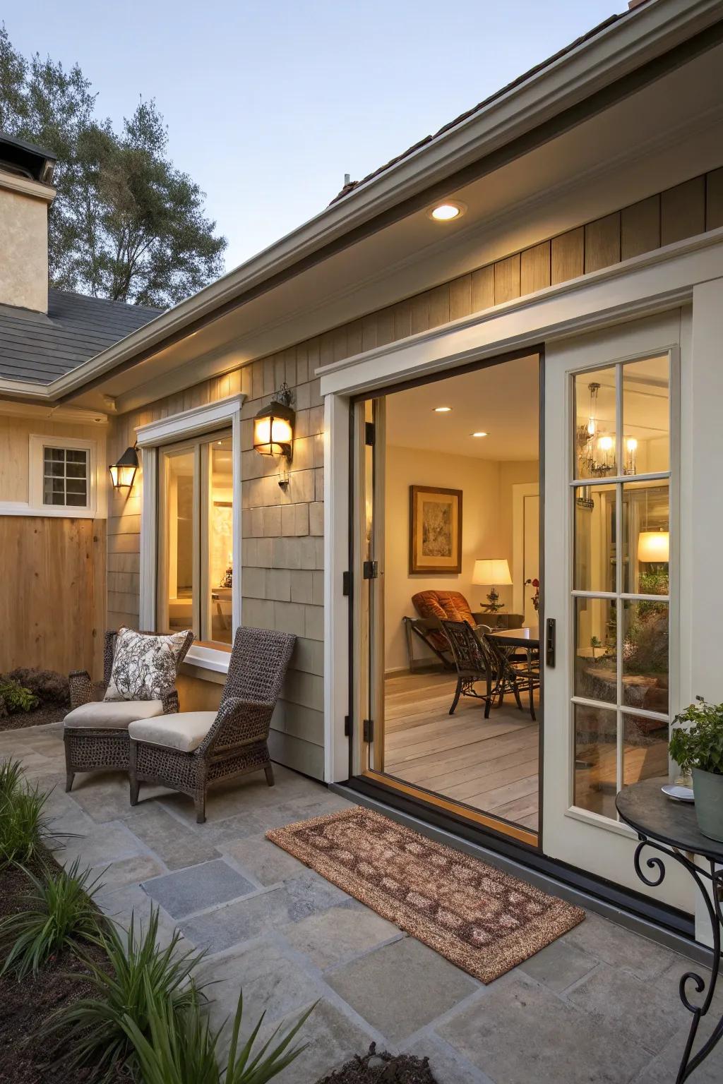 Recessed entrances furnish a expanse-conserving solution using a streamlined semblance.