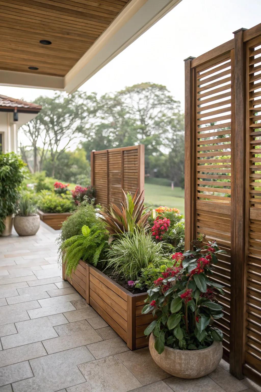 Concealment panels can spawn inviting, secluded areas on your patio.