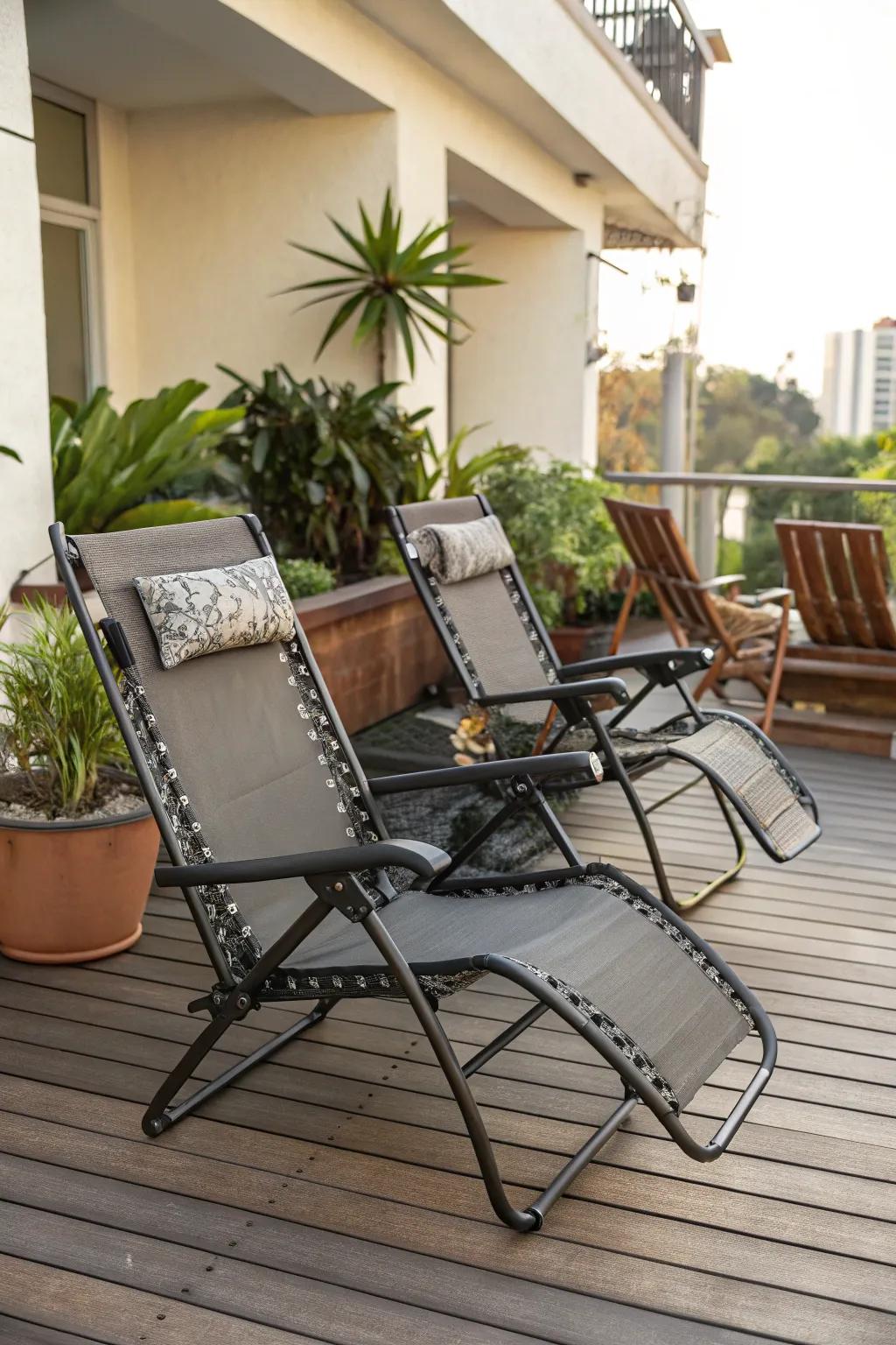 Flexible seating selections for an evolving patio design.
