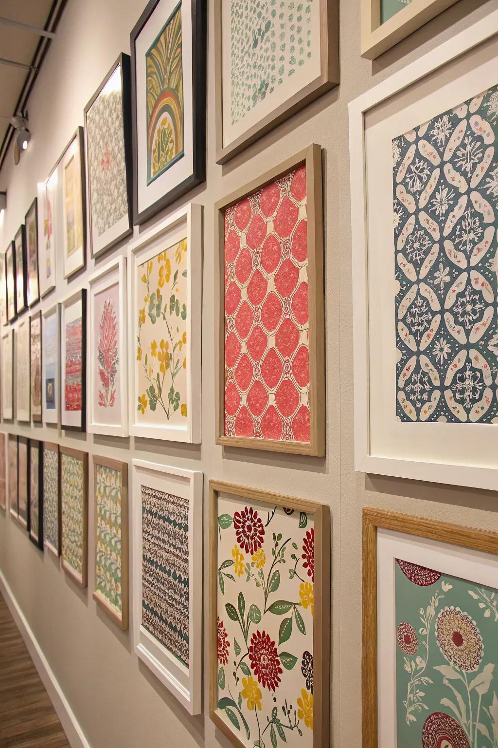Turn wallpaper into art using framed statement panels.