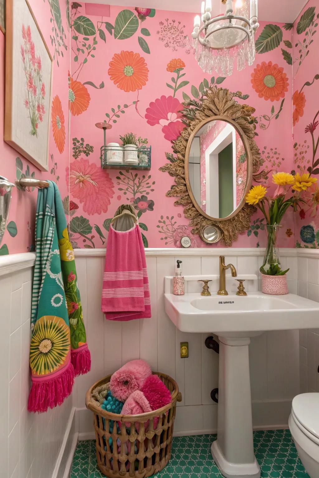 Rose wallpaper creates a bold proclamation.