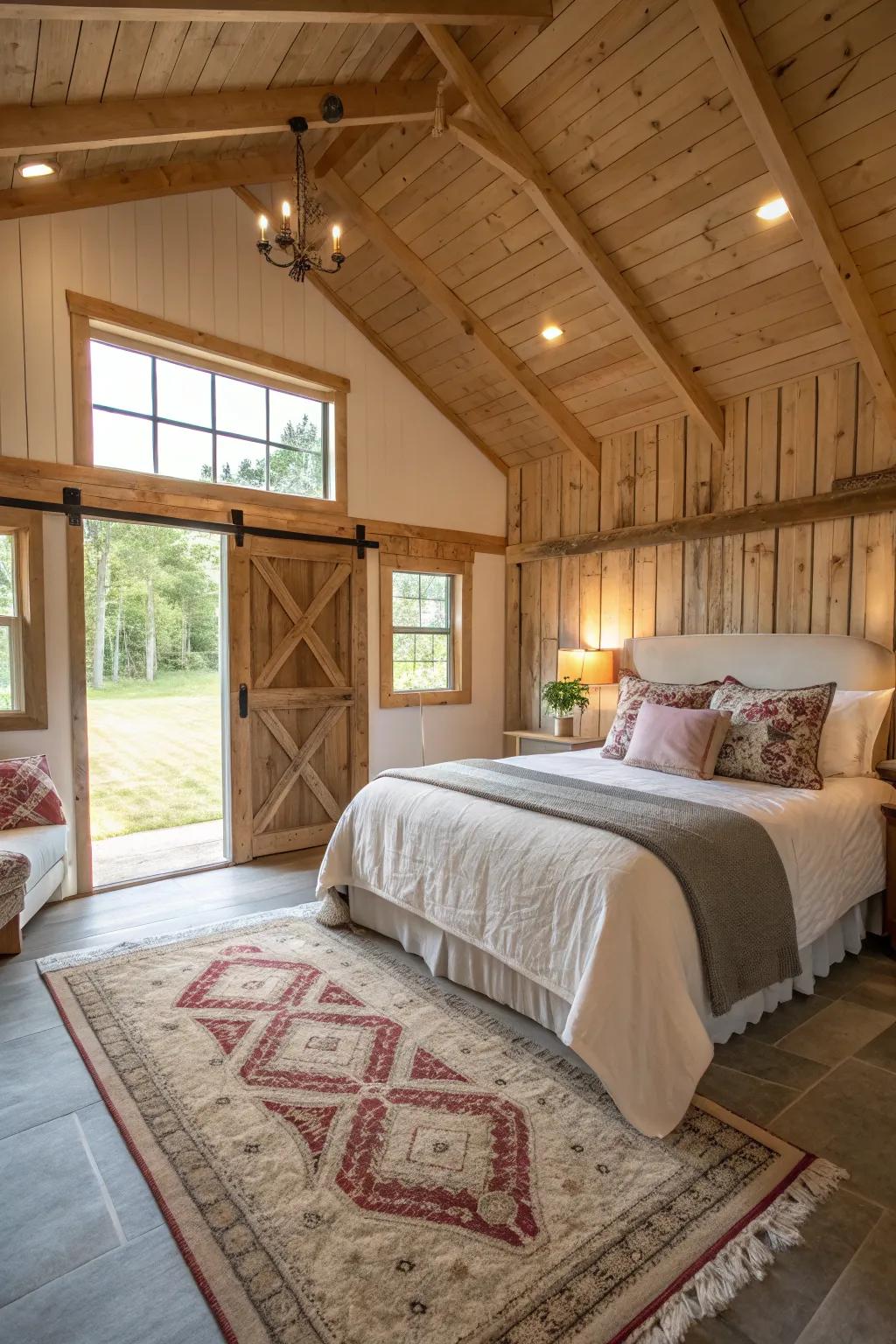 Welcome visitors with a beautiful pole barn guest room.