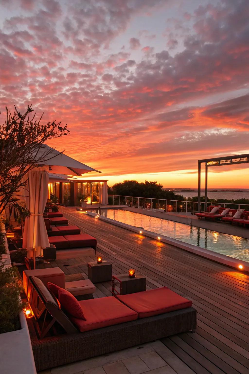 For a warm, inviting atmosphere, use sunset hues.