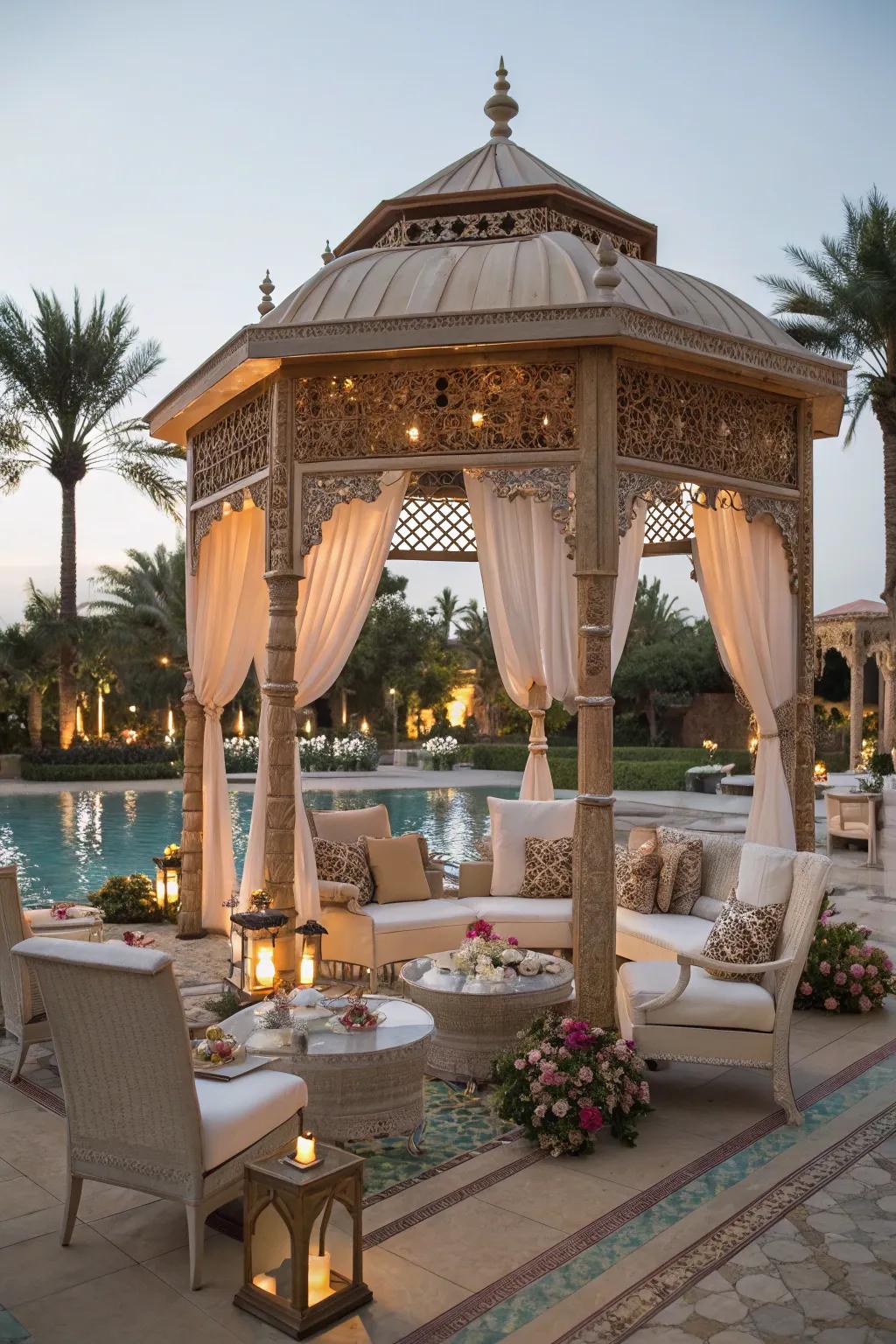 Experience resort-style luxury with a poolside pavilion.