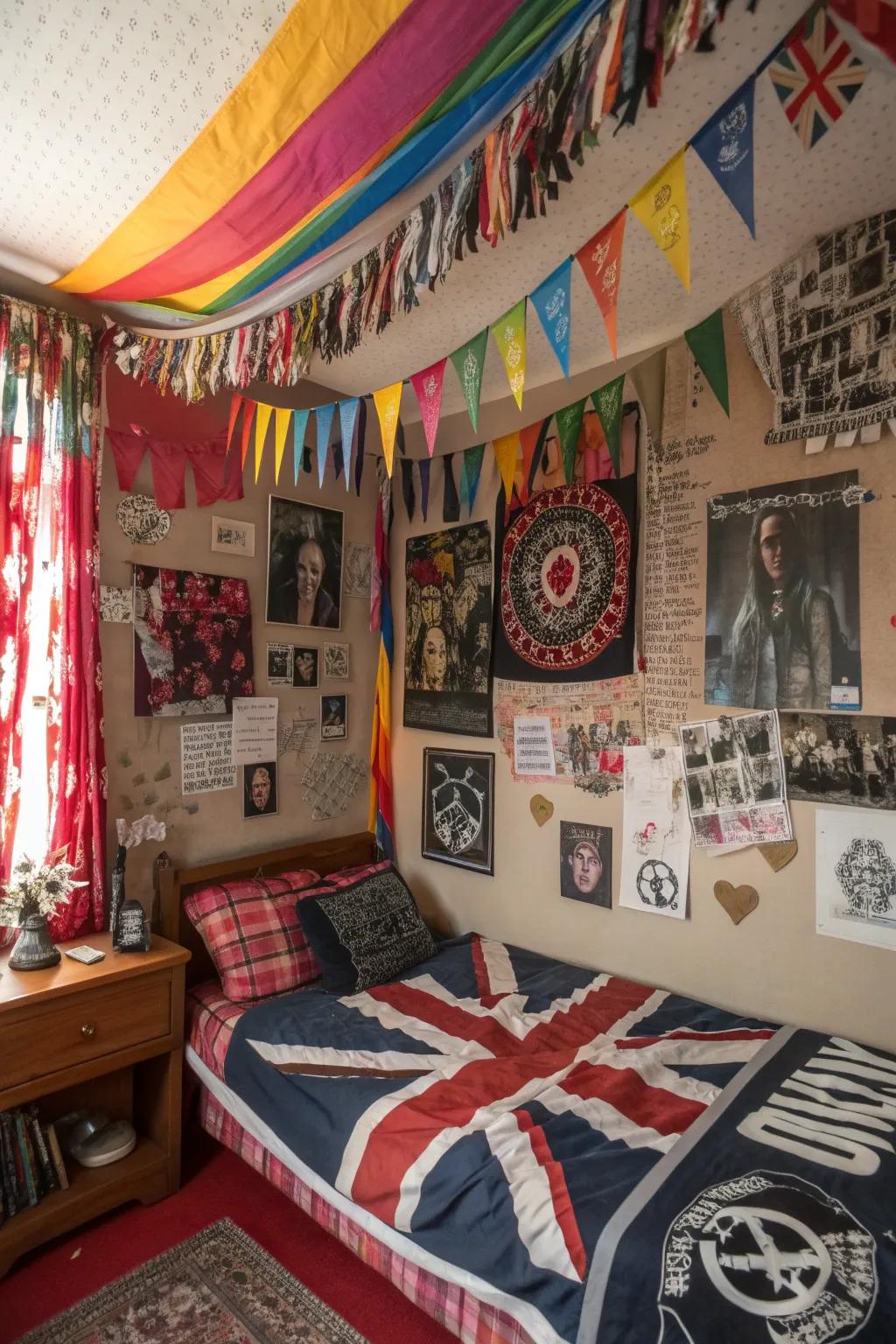 Infuse action and color with banners and textile stripes.