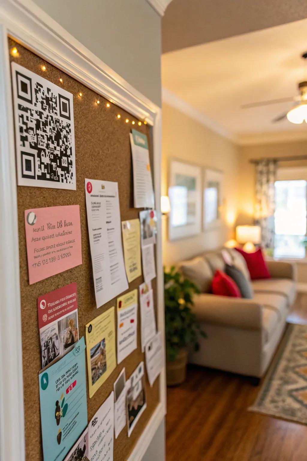 A board that is tech-savvy with social media links and digital elements.