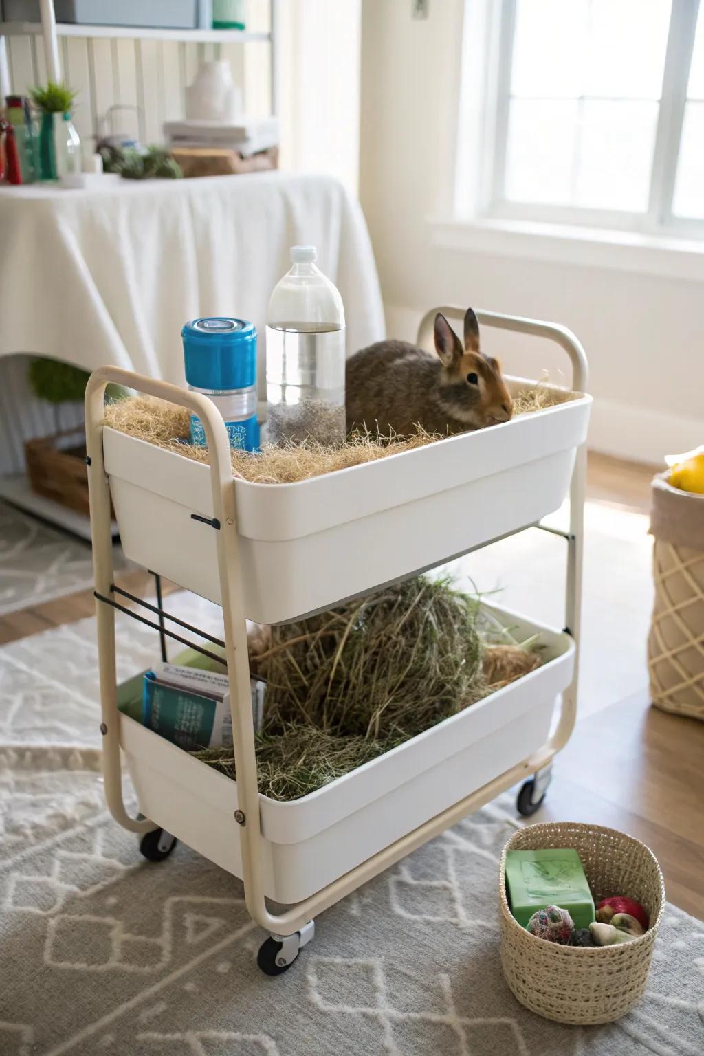 This cart makes it easy to keep food organized and mobile.