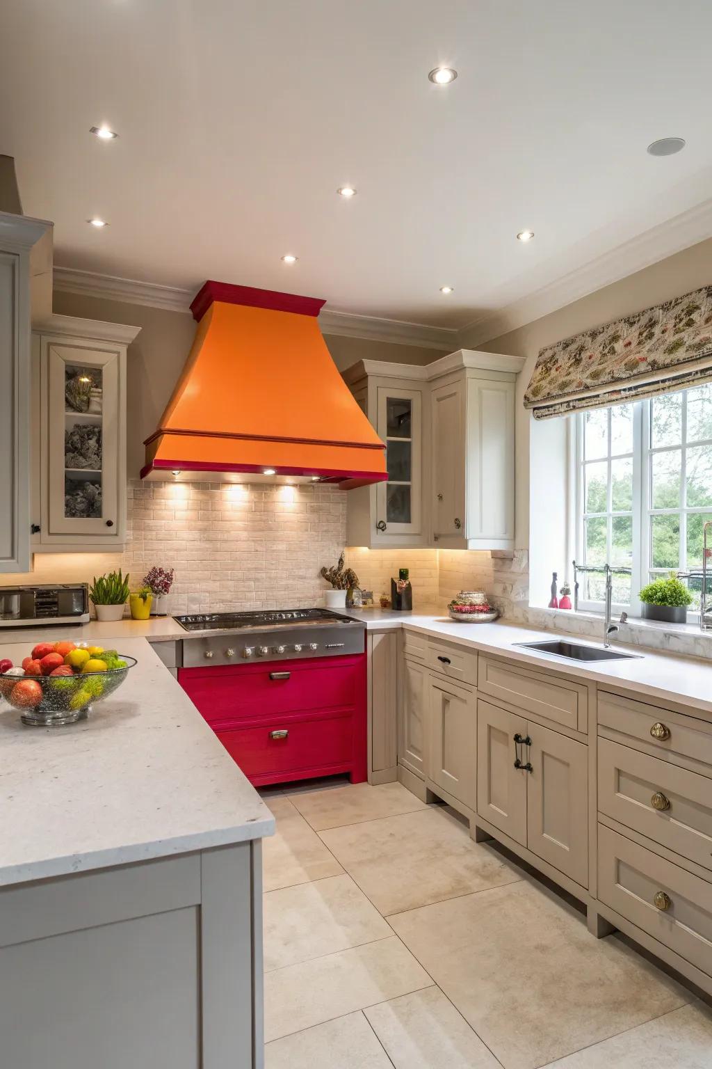Bold colors make your range hood a captivating focal point.