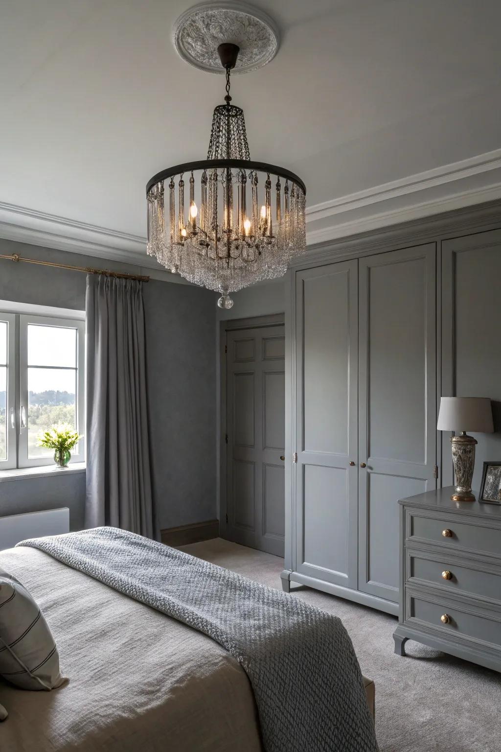 A bold lighting fixture serves as a captivating centerpiece.