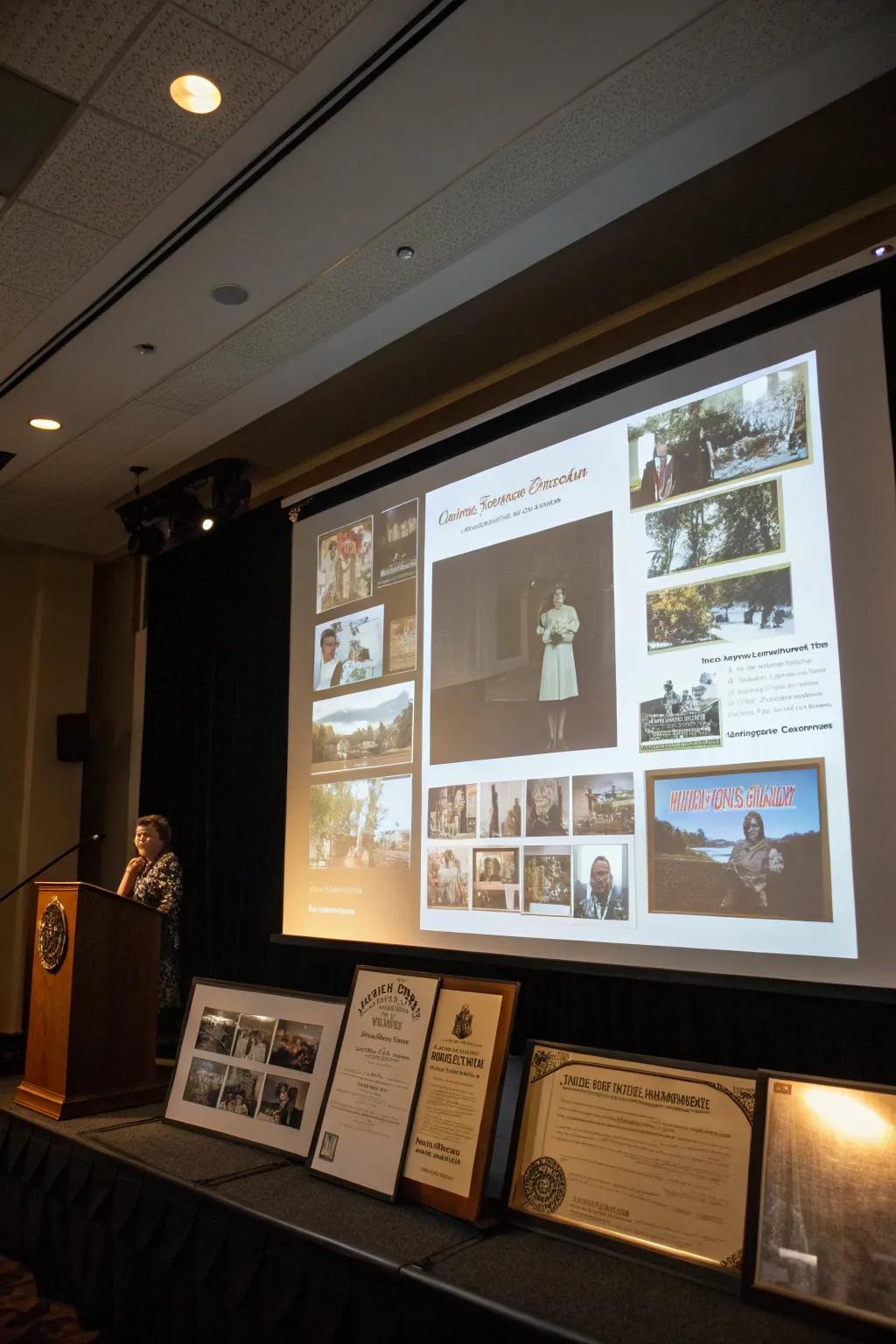 A heartfelt slideshow highlighting the retiree's life achievements.
