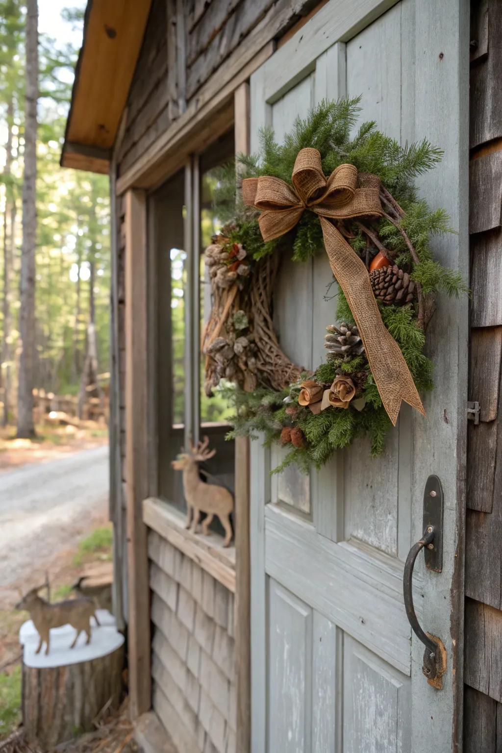 A quirky forest wreath for nature enthusiasts.