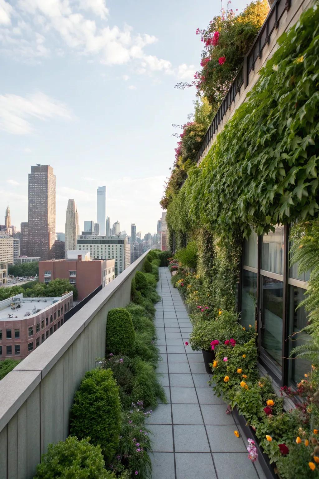 Living walls enhance privacy and add greenery to your rooftop.