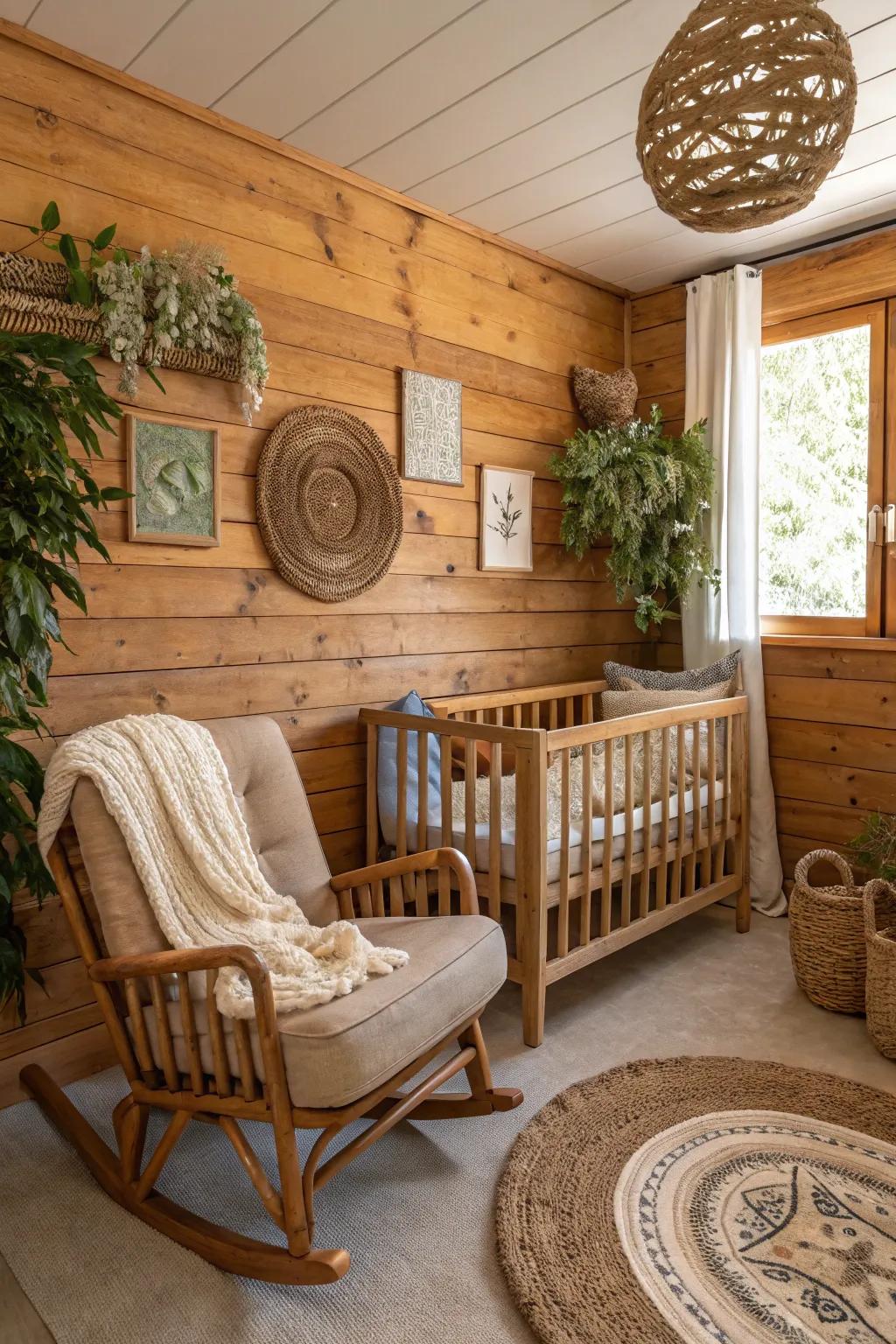 Timber wall boards inject countryside charm.
