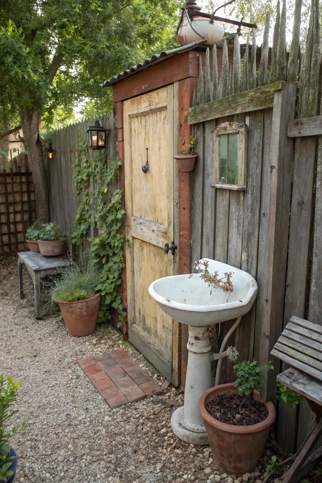 Vintage parts add character and charm to this outside setting.