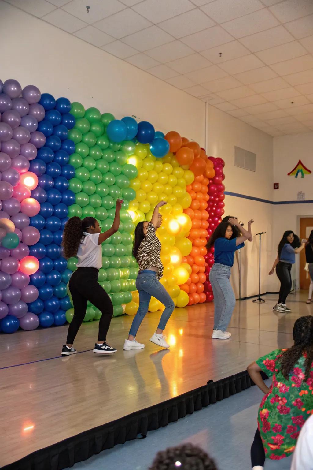 A vibrant sphere mosaic backdrop for snapshot opportunities.