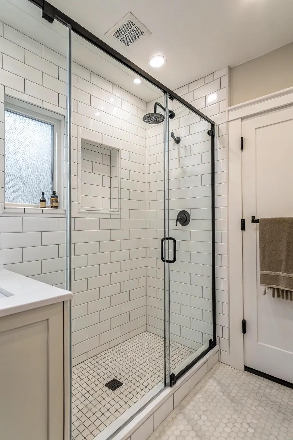 A minimalist shower is calming and simple.