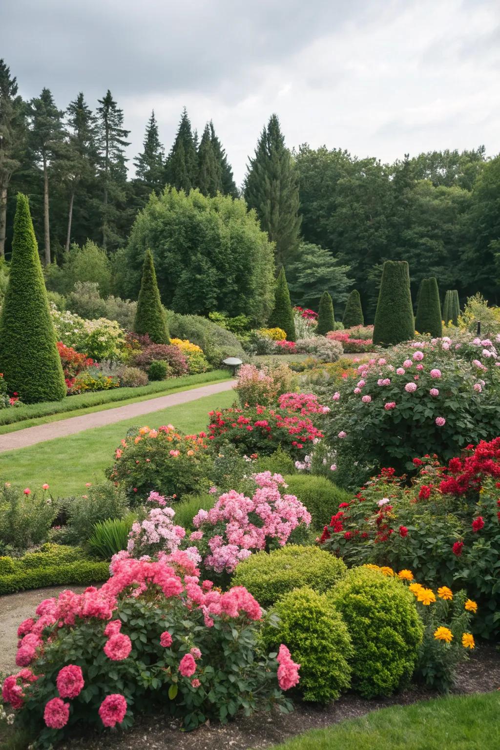Evergreen bushes offer consistent greenery and vibrancy in the garden year-round.