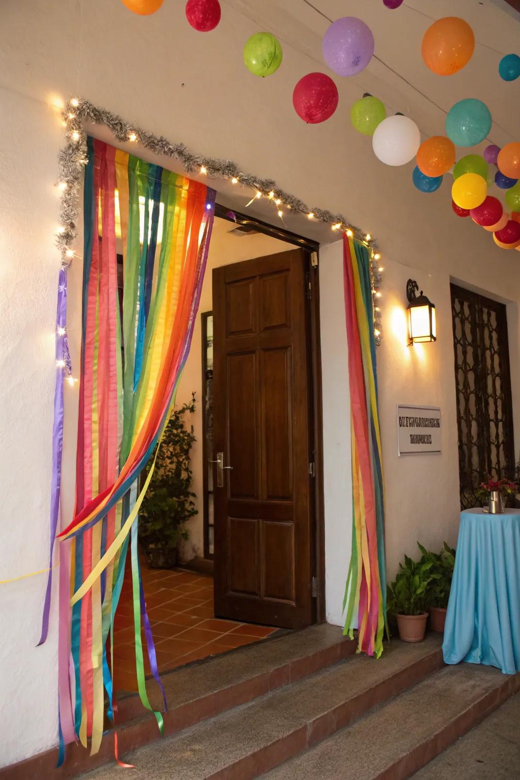 Ribbons establish a vibrant and celebratory atmosphere.