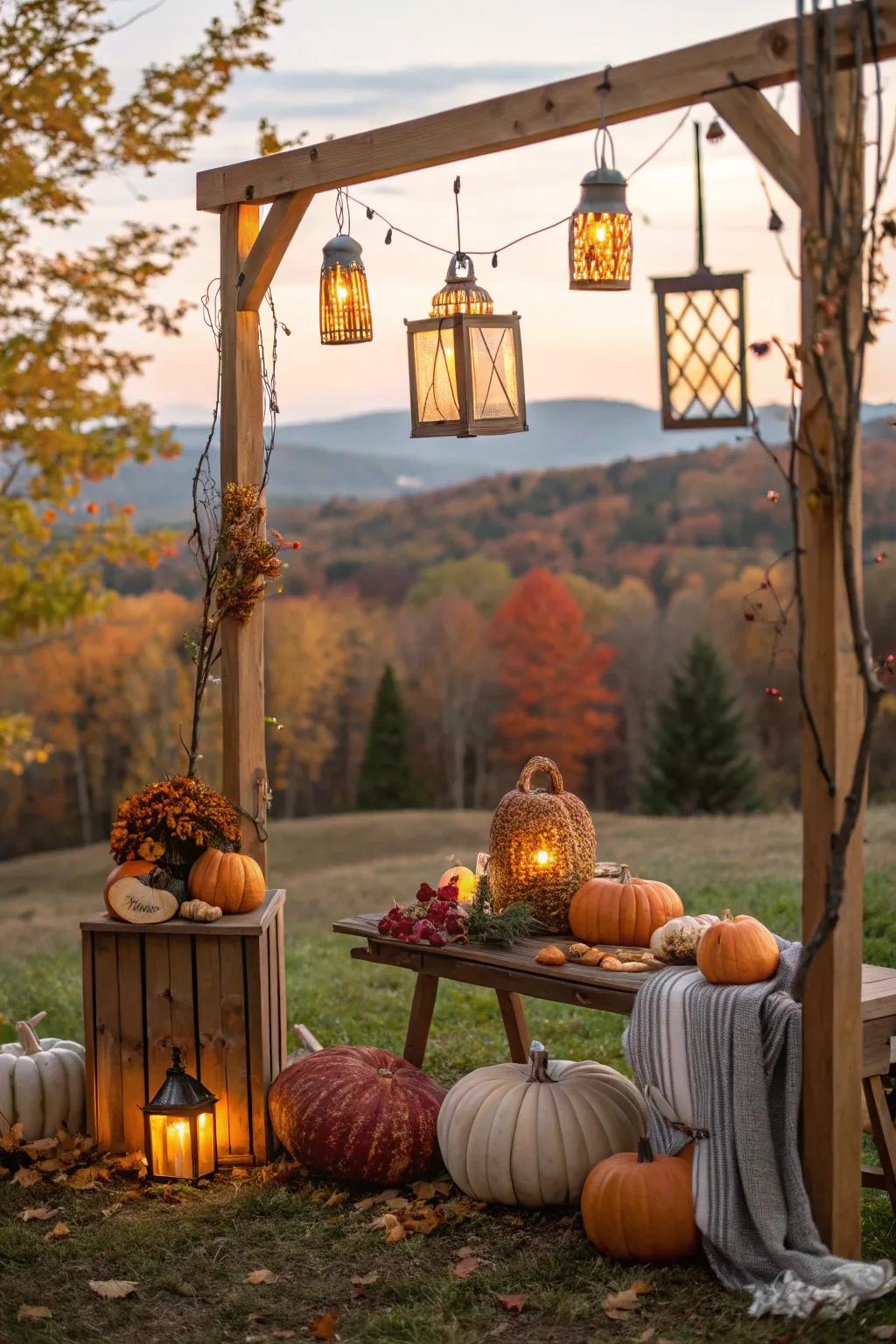 Luminaries enrich a magical ambiance to the setting.