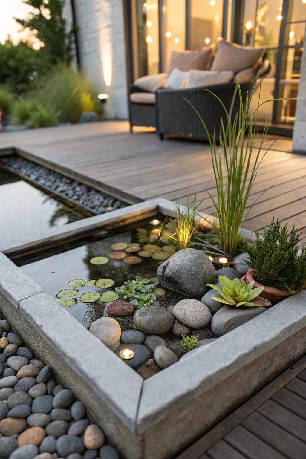 A Zen container pond delivers a subtle hint of calmness.