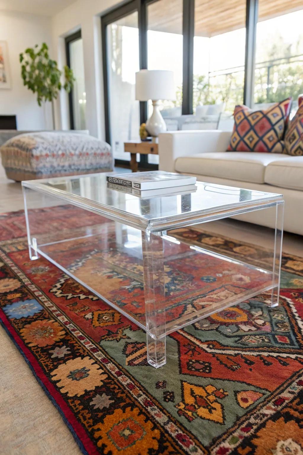 Acrylic tables provide an almost invisible elegance for smaller spaces.