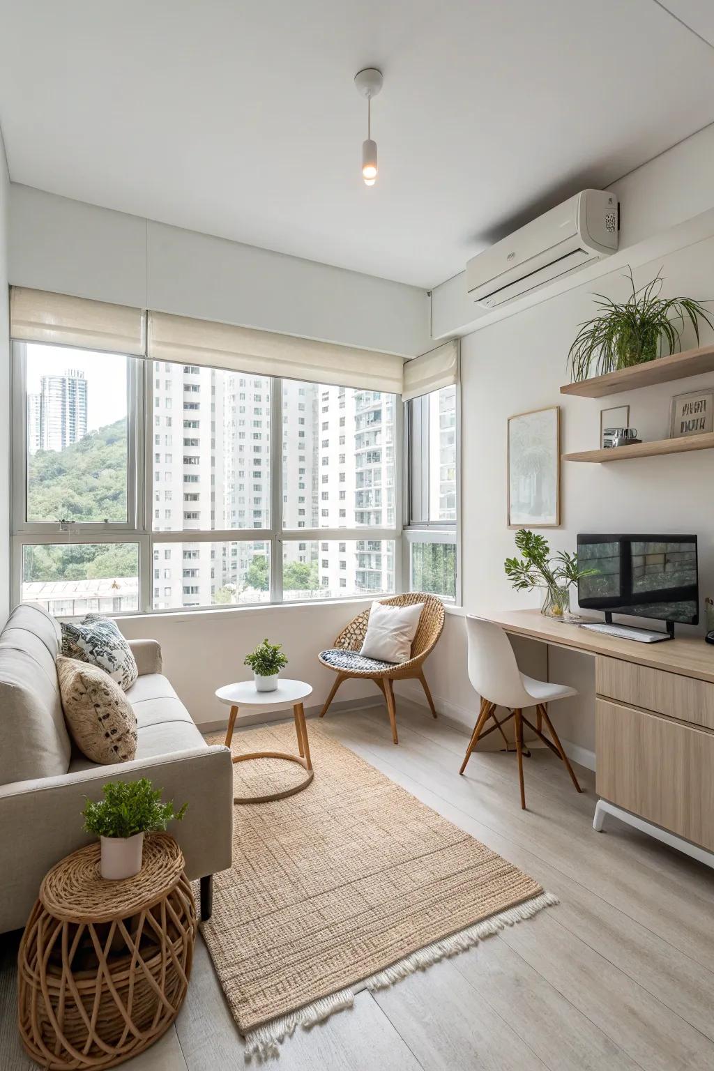 Minimalist design enhances space perception.