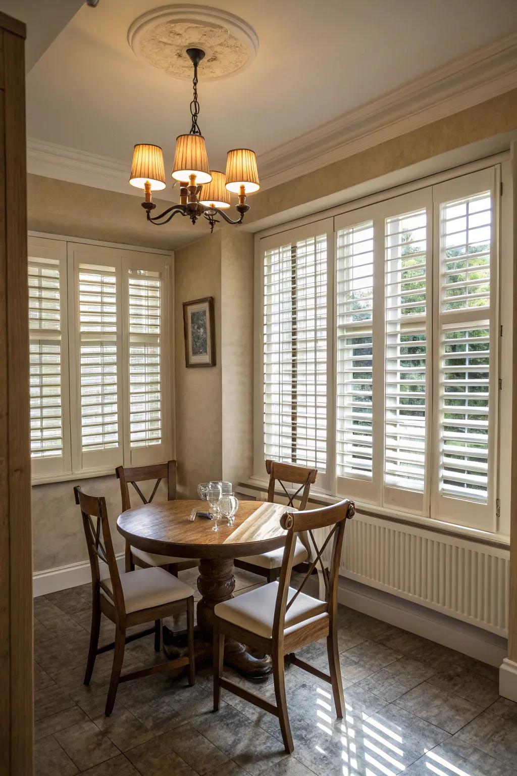 Paneled shutters offer enduring style and practicality.