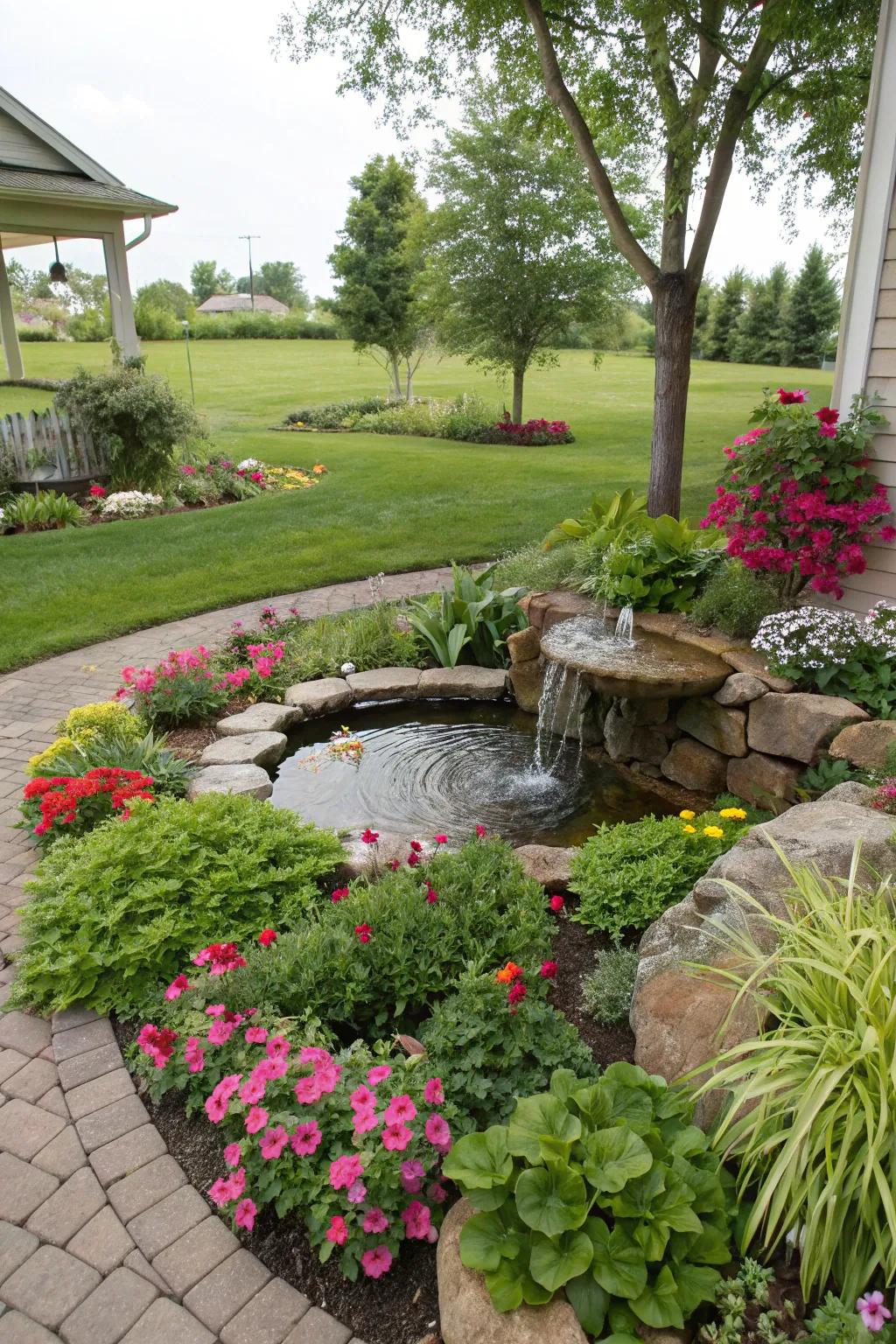 Present tranquility with a miniature aquatic element.