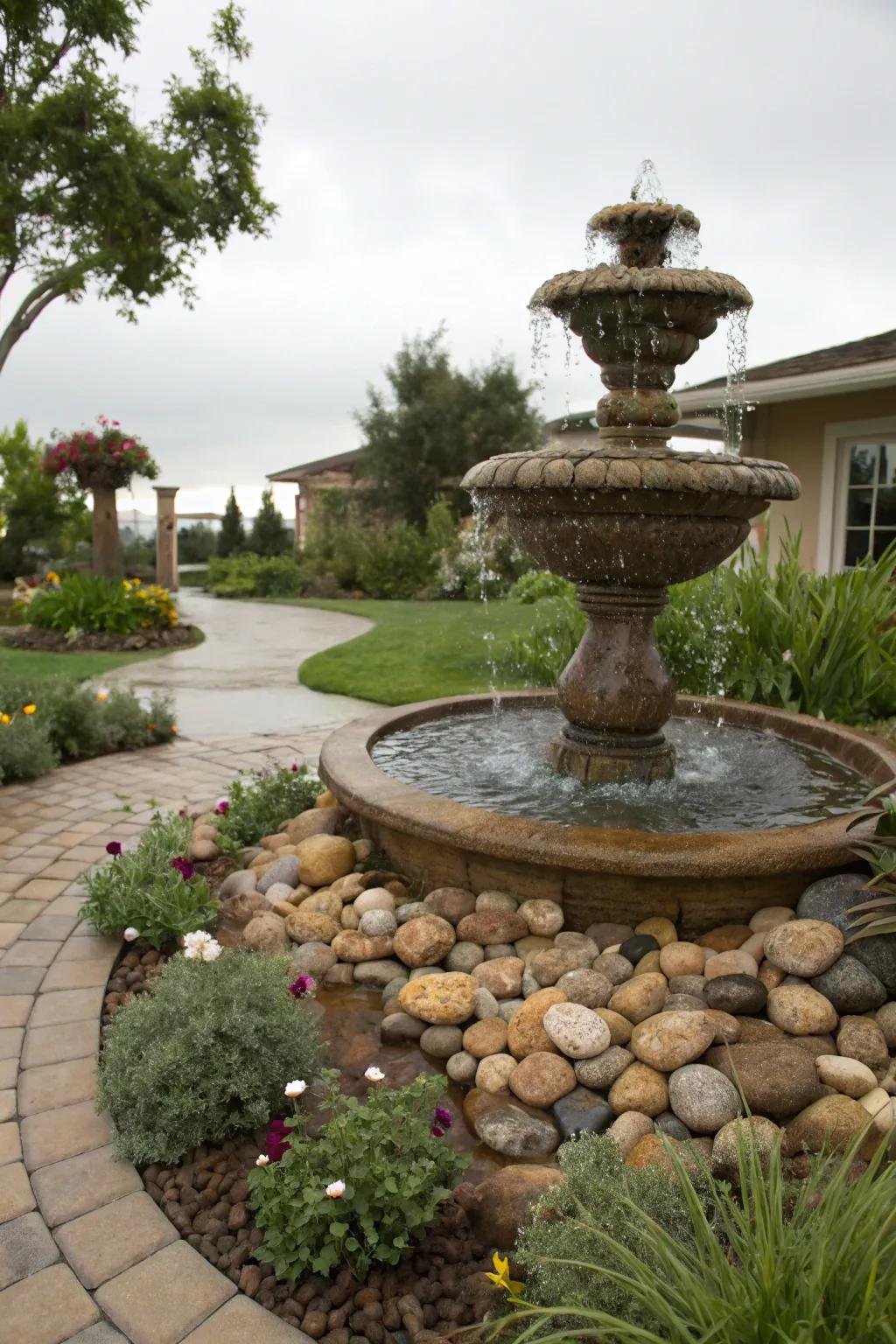 Pebble foundations contribute modern tranquility to your garden.