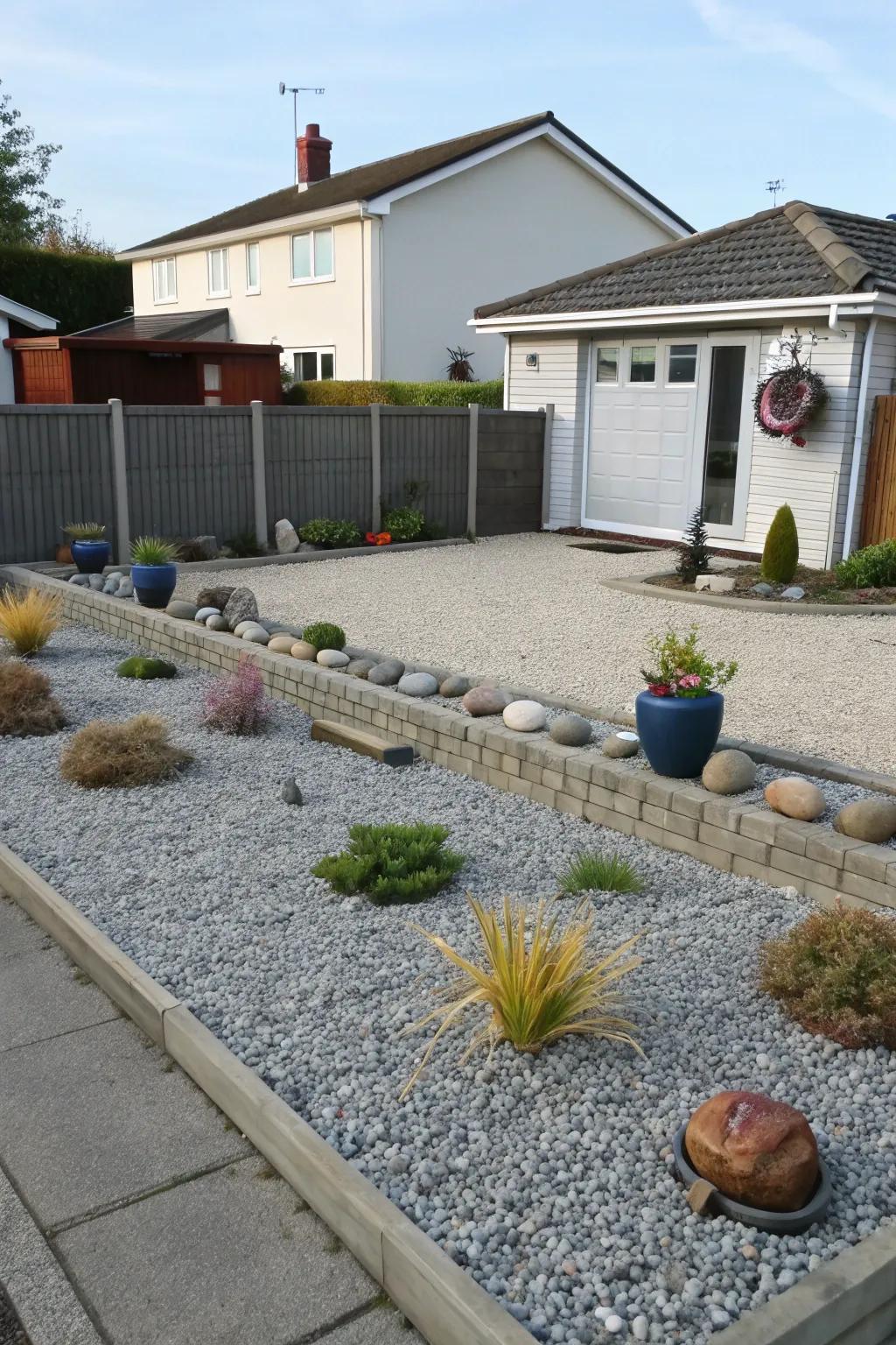 A gravel yard is both functional and pleasing to the eye.