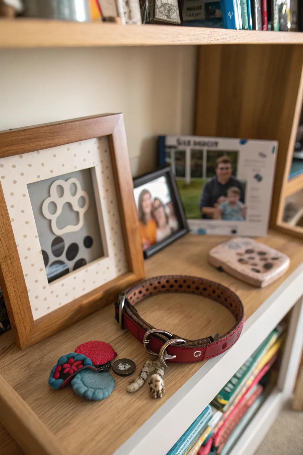 Celebrate your pet's life using a memorial shadow box.