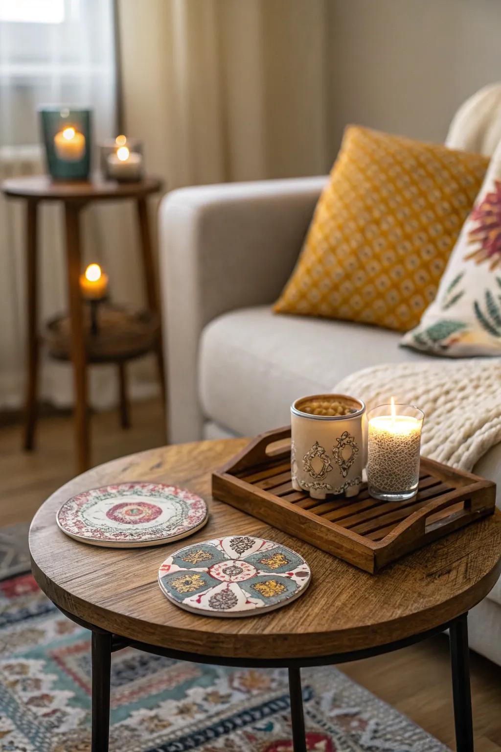 Handy defenders impart function and appeal to a side table.