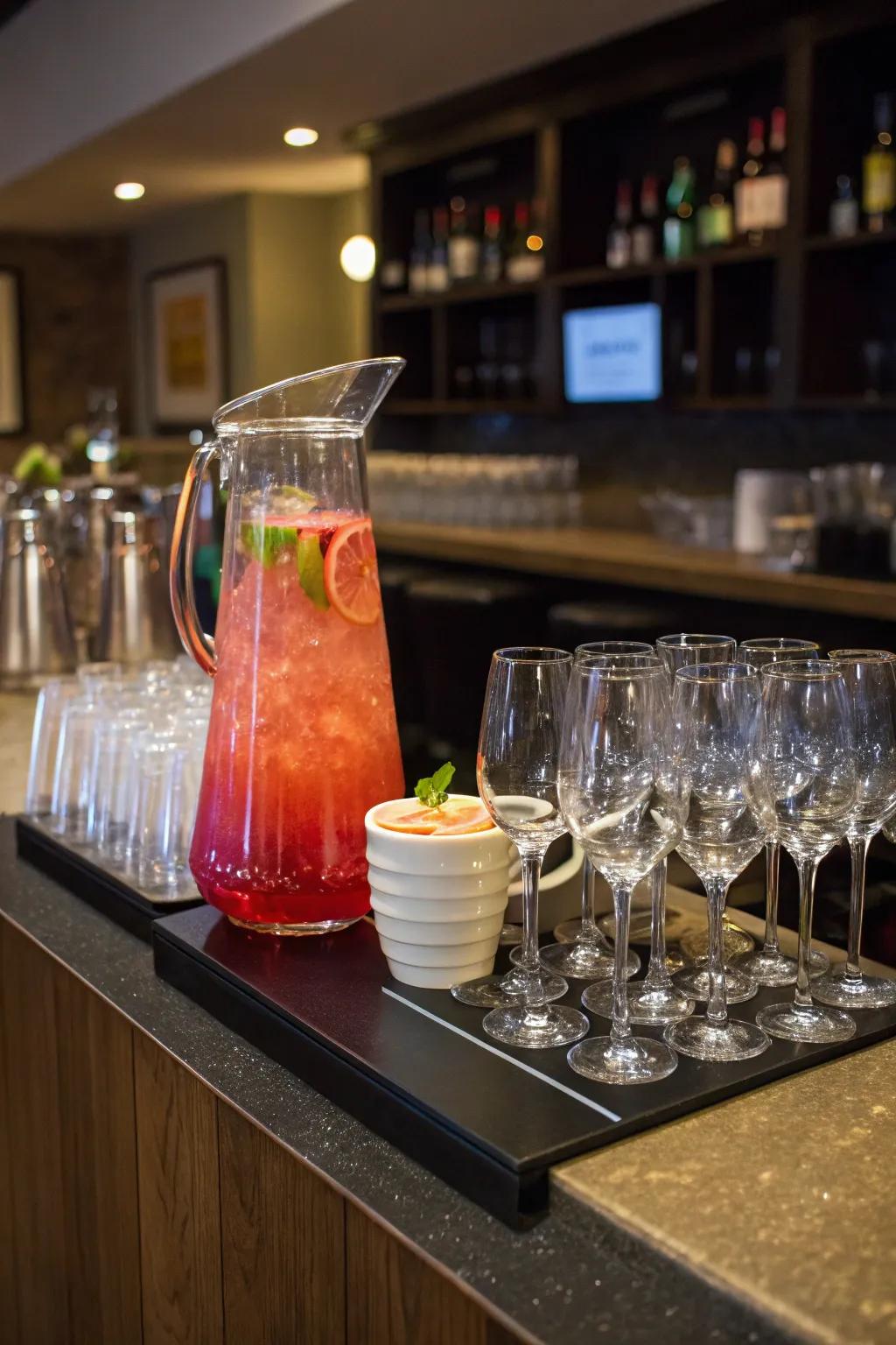 A unique drink adds a personal touch and keeps the bar area tidy.