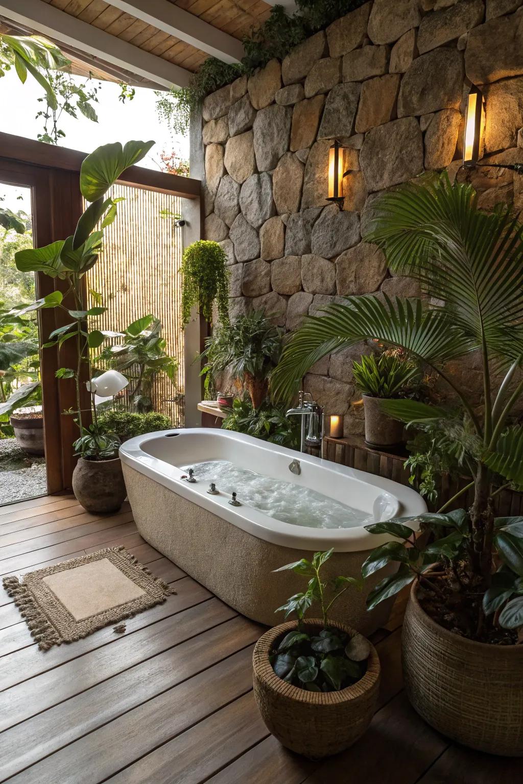 The soothing environment is upgraded by a hint of greeneries.