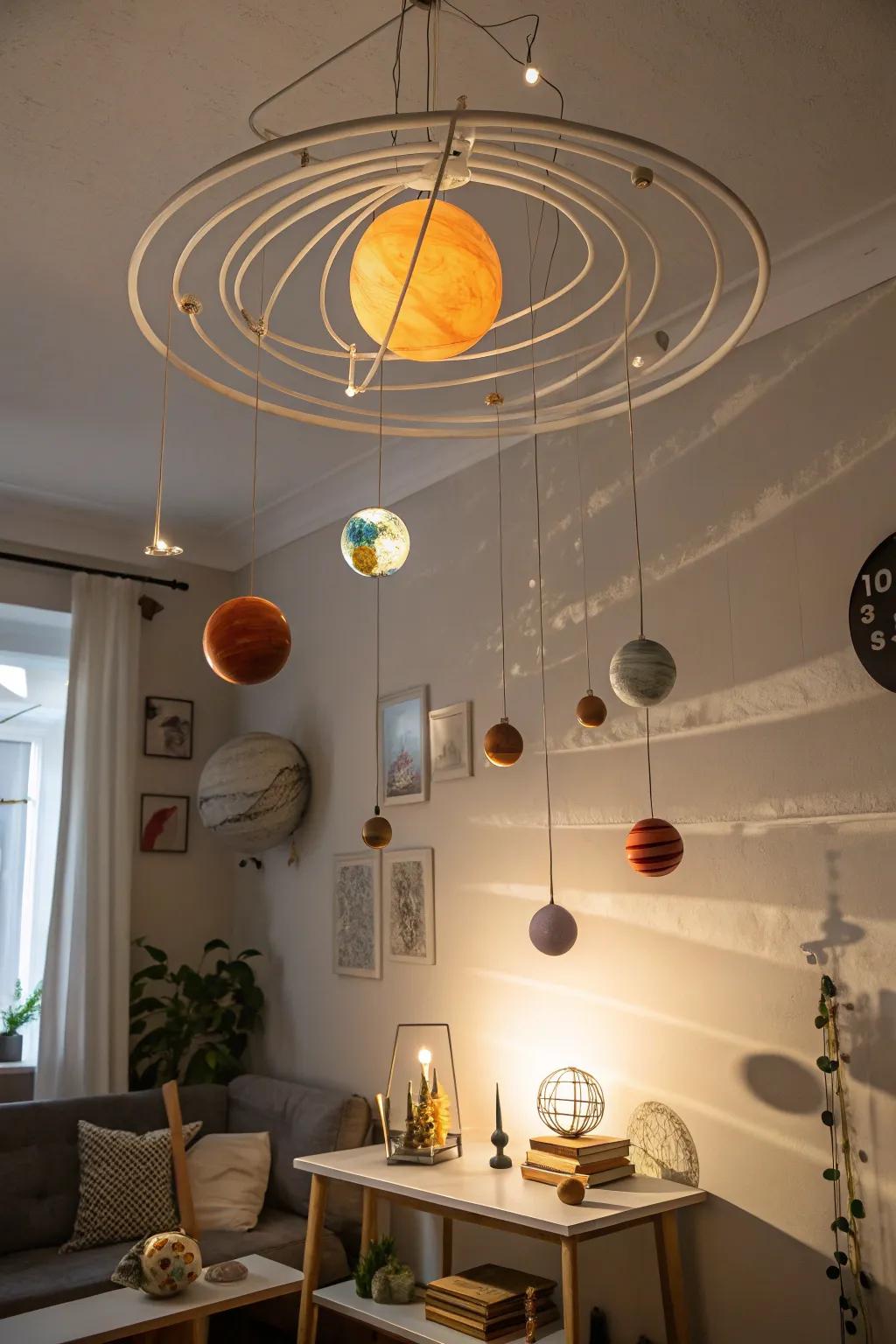 Planetary system danglers provide an educational and decorative touch.