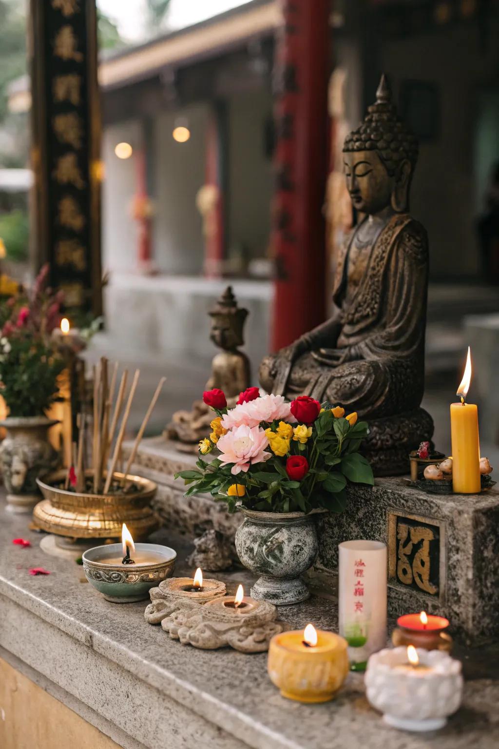 Appeal for tutelage via godhead figurines upon your hallowed location.